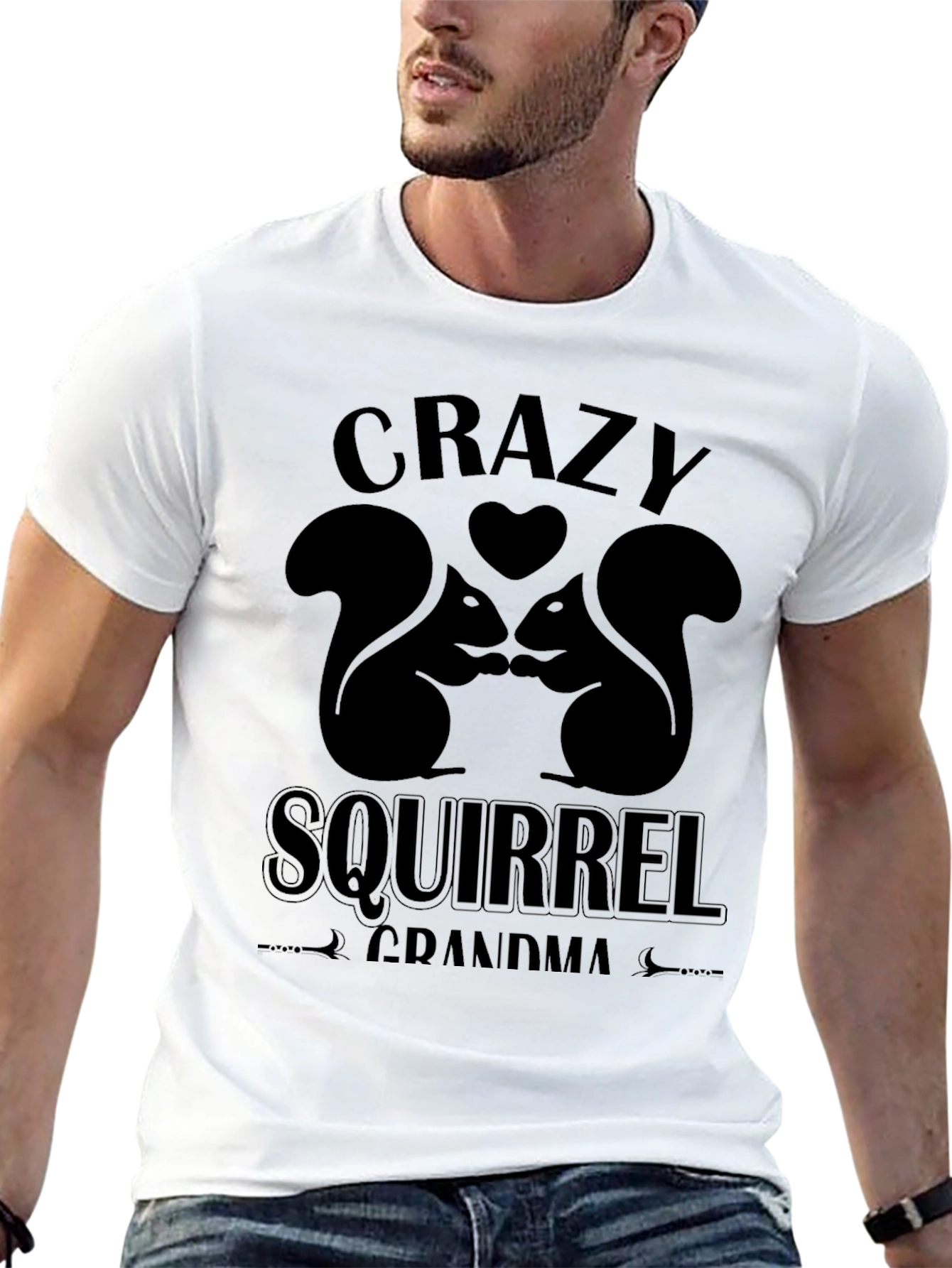 Crazy Squirrel Grandma Black T-Shirt