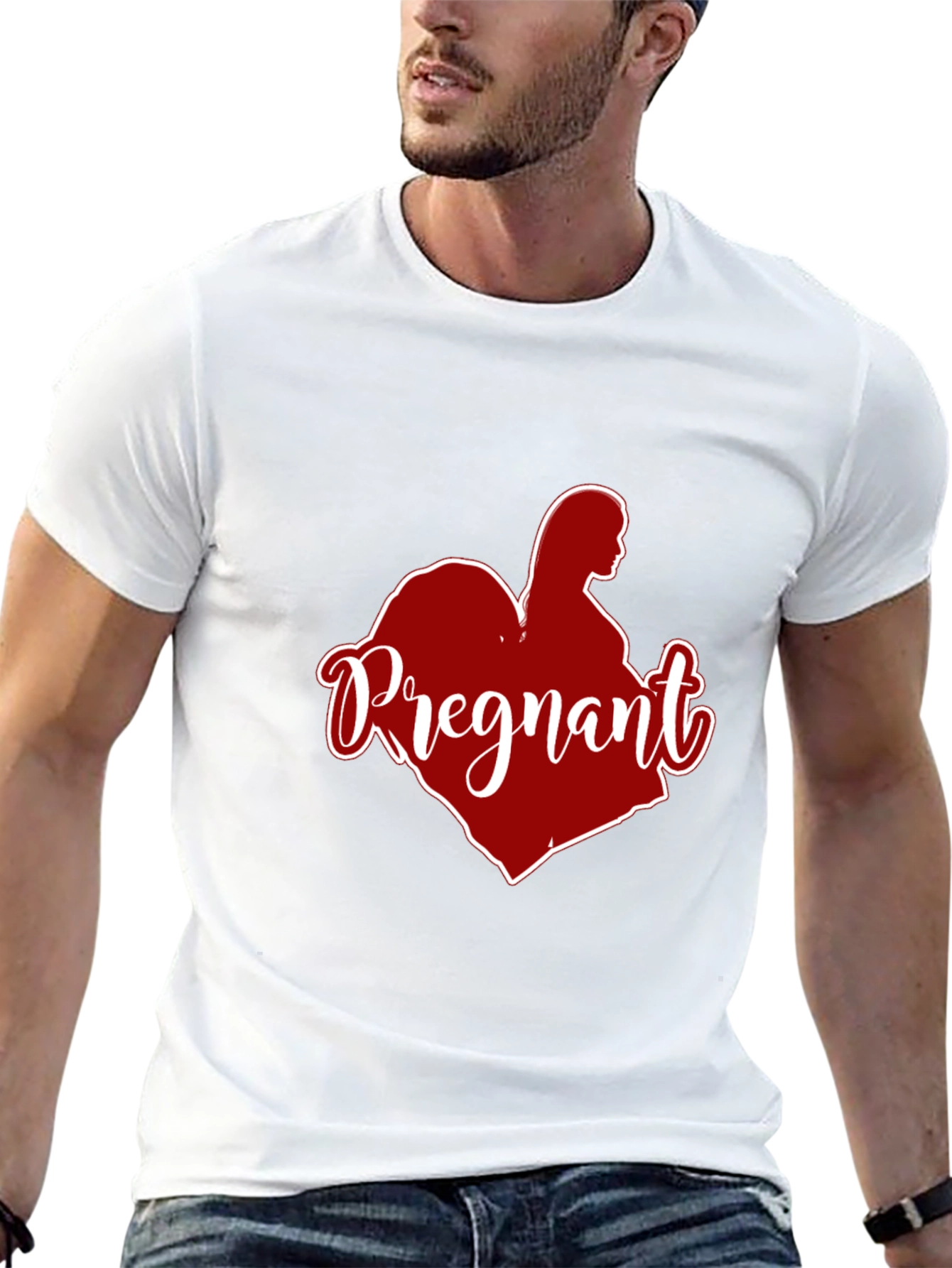 Pregnant Heart Graphic Tee - Black
