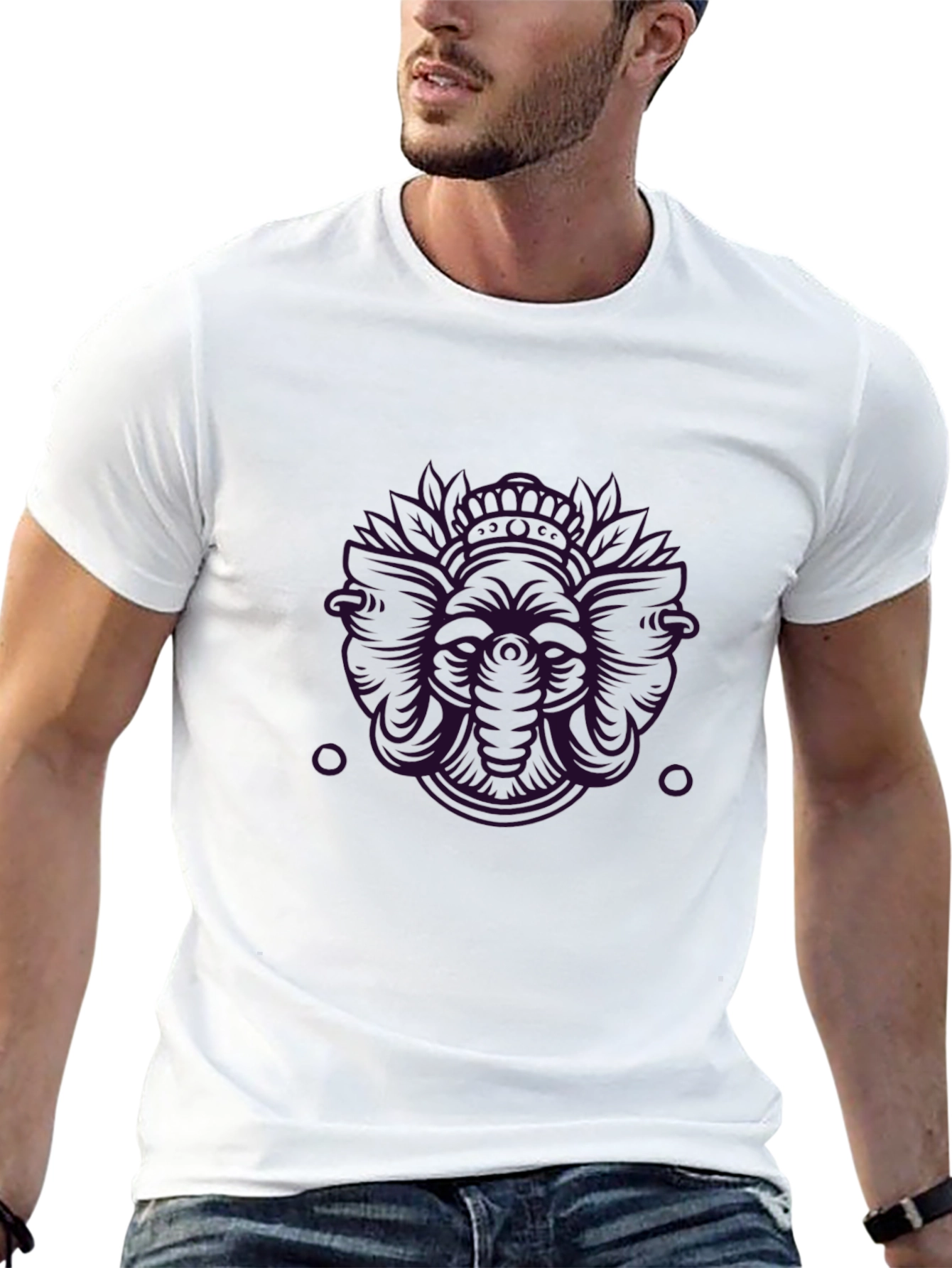 Mens Black Graphic Print Tee - Abstract Design