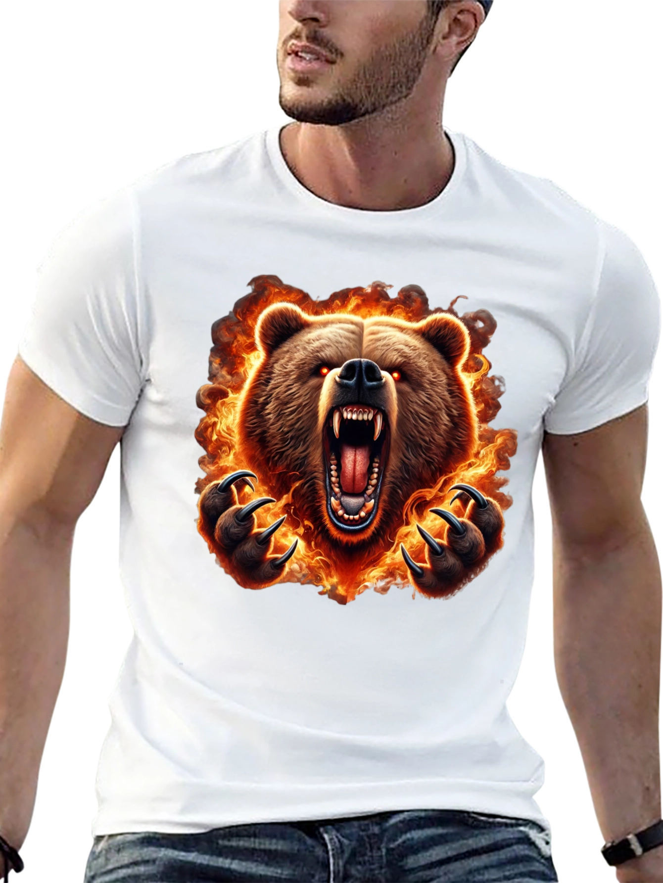 Fiery Bear Graphic Tee - Mens Black T-Shirt
