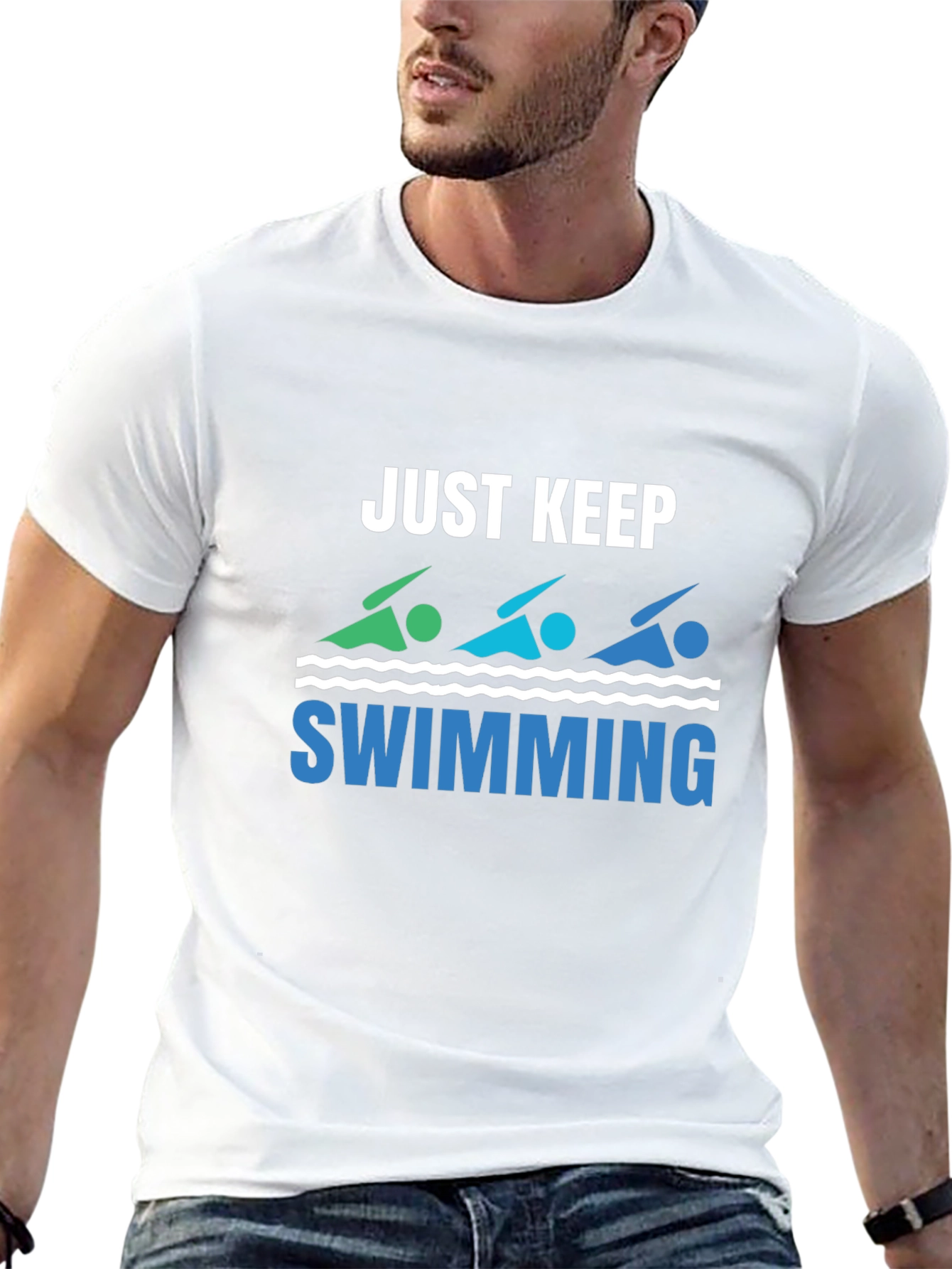 Just Keep Swimming Black Graphic T-Shirt