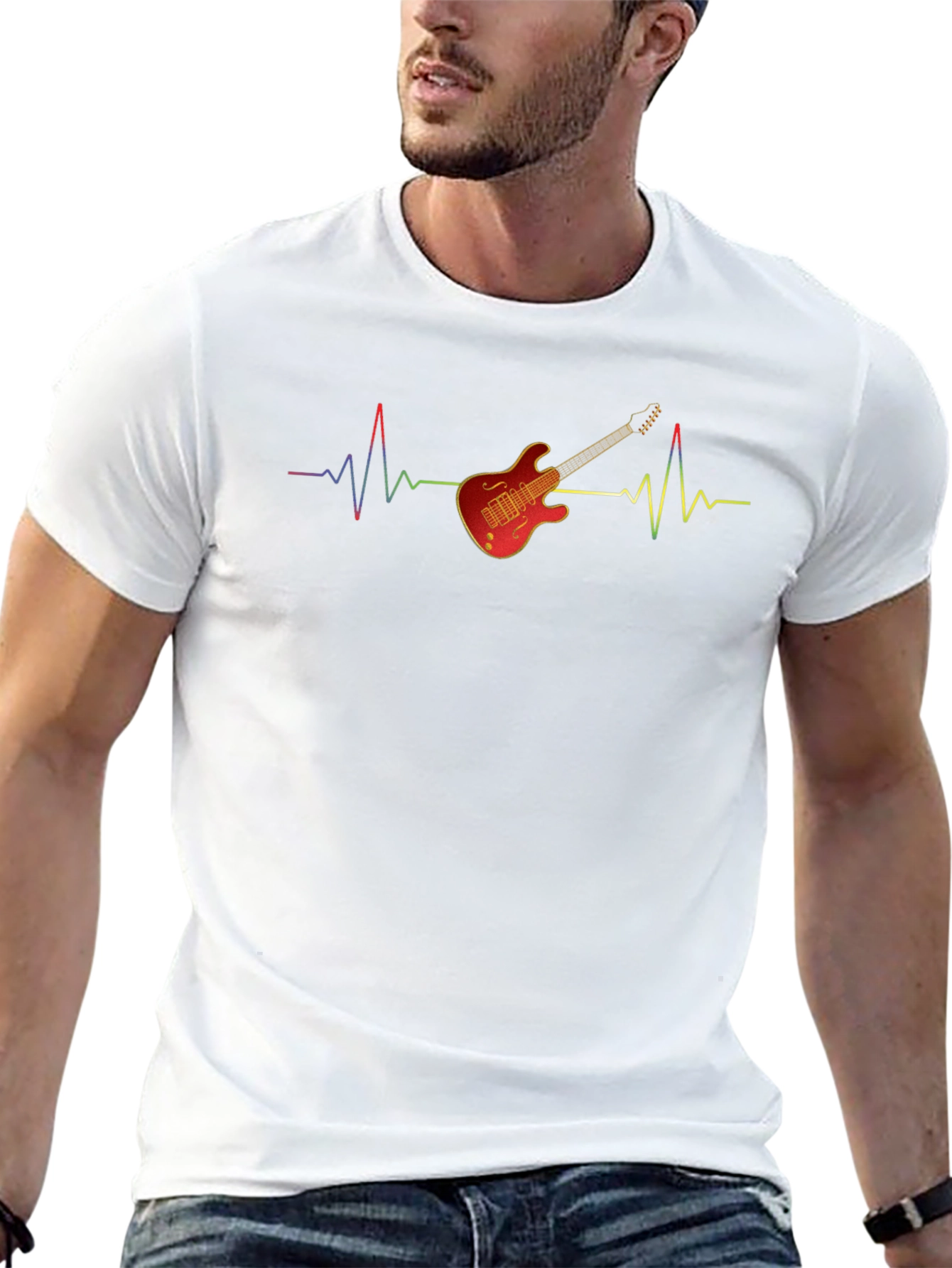 Guitar Heartbeat Graphic T-Shirt