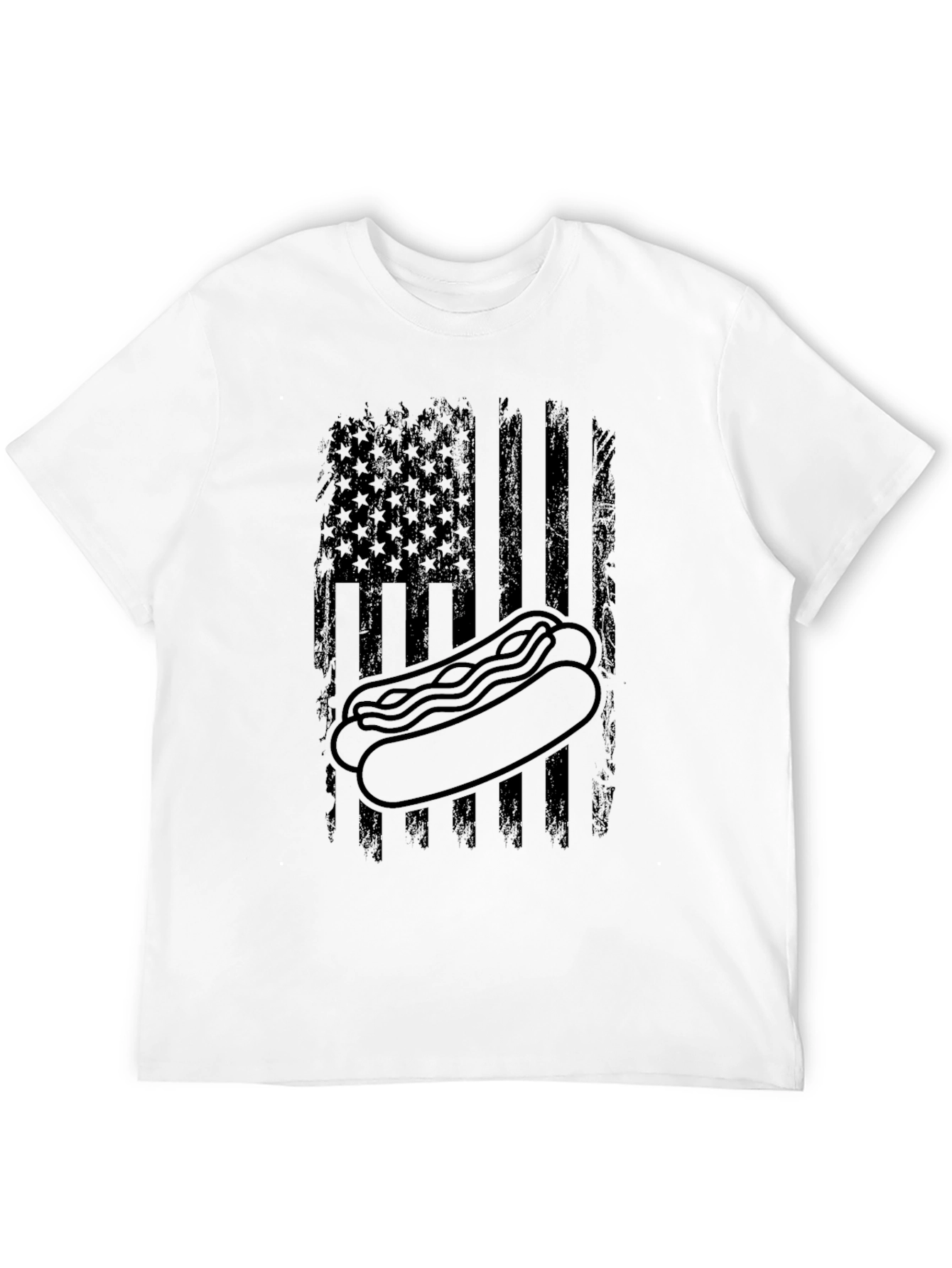 Hot Dog American Flag Graphic T-Shirt
