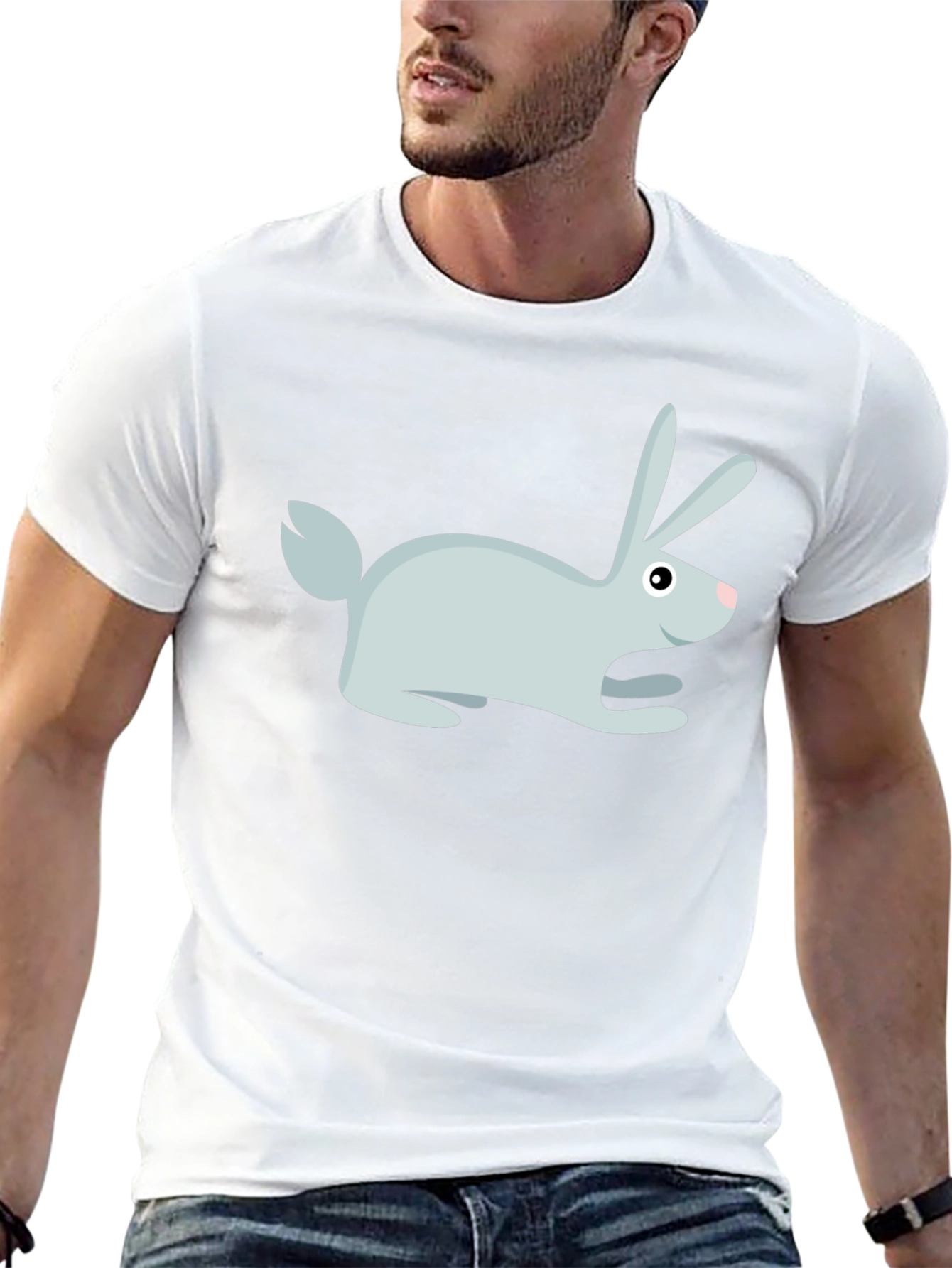 Rabbit Graphic Print Crew Neck T-Shirt