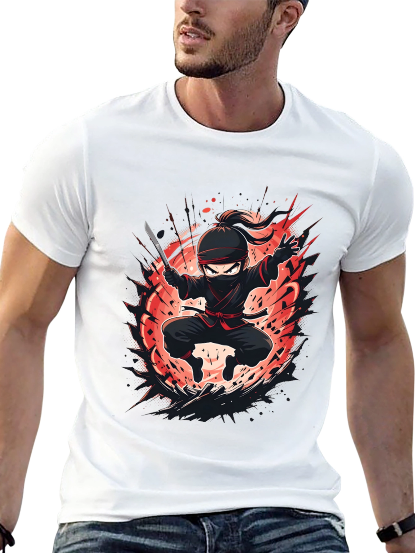 Ninja Warrior Graphic Tee - Black Cotton Blend