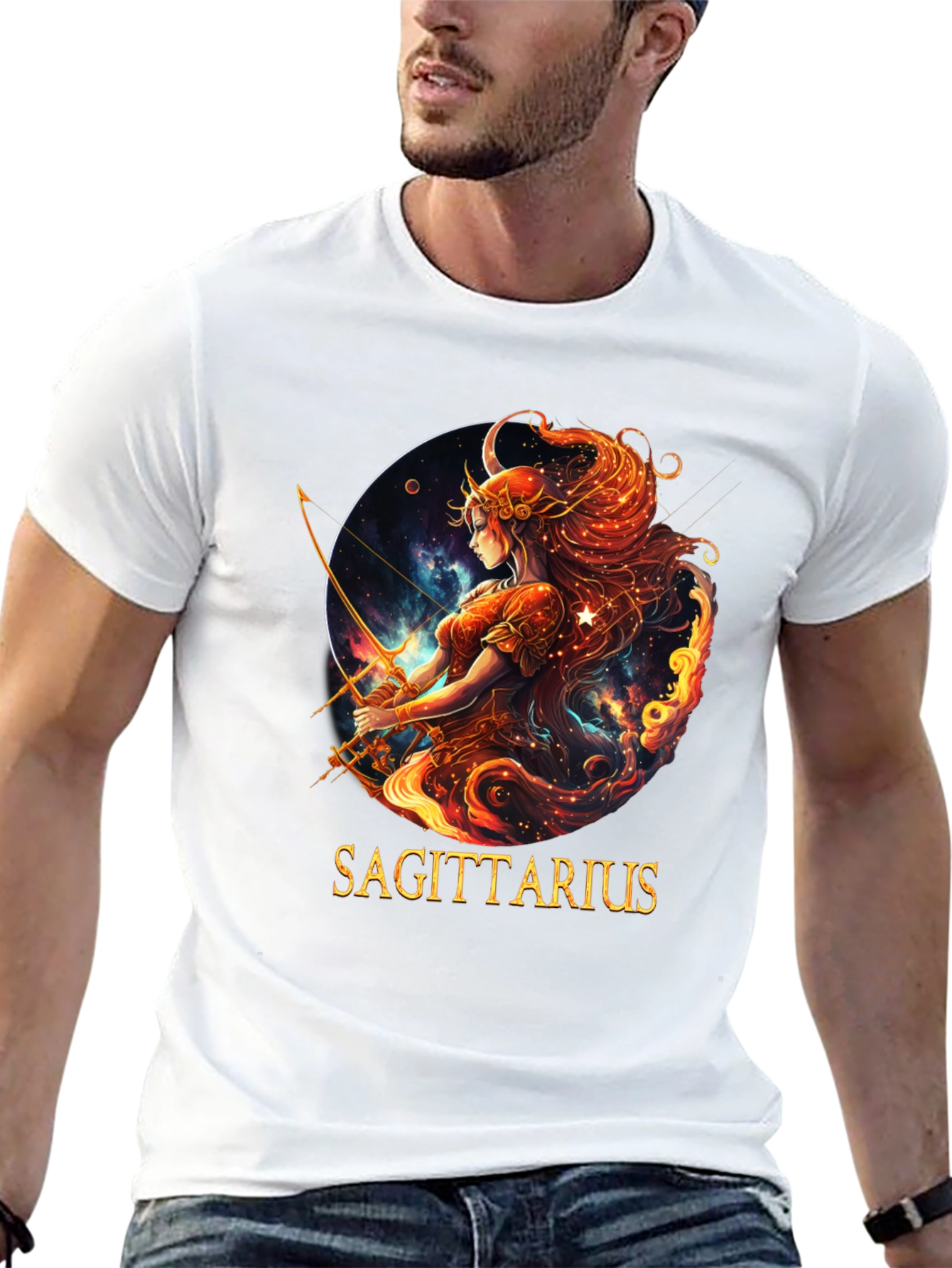 Sagittarius Zodiac Graphic Tee - Black