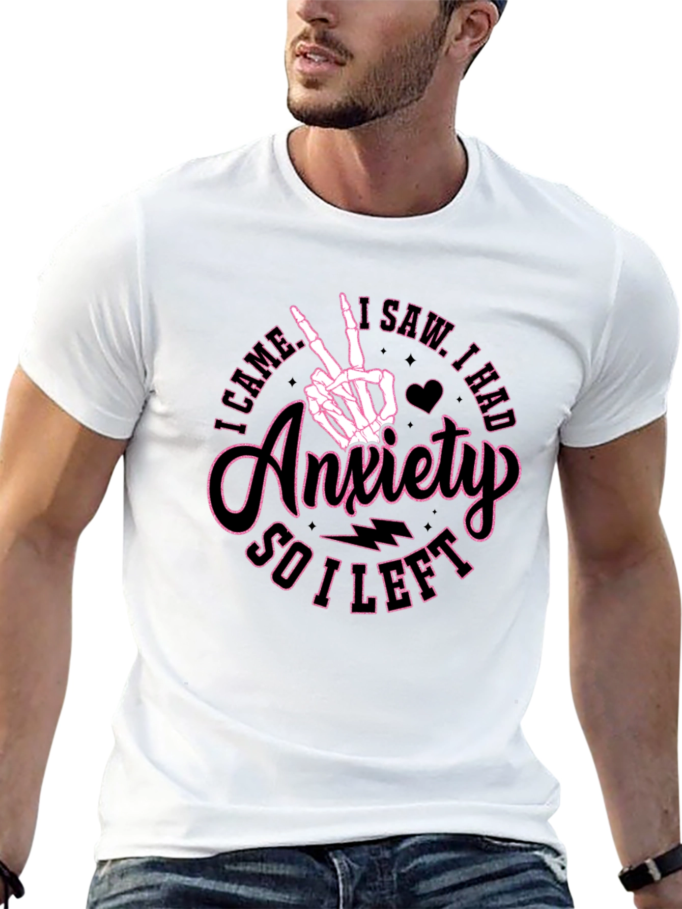 Anxiety Skeleton Hand Graphic T-Shirt