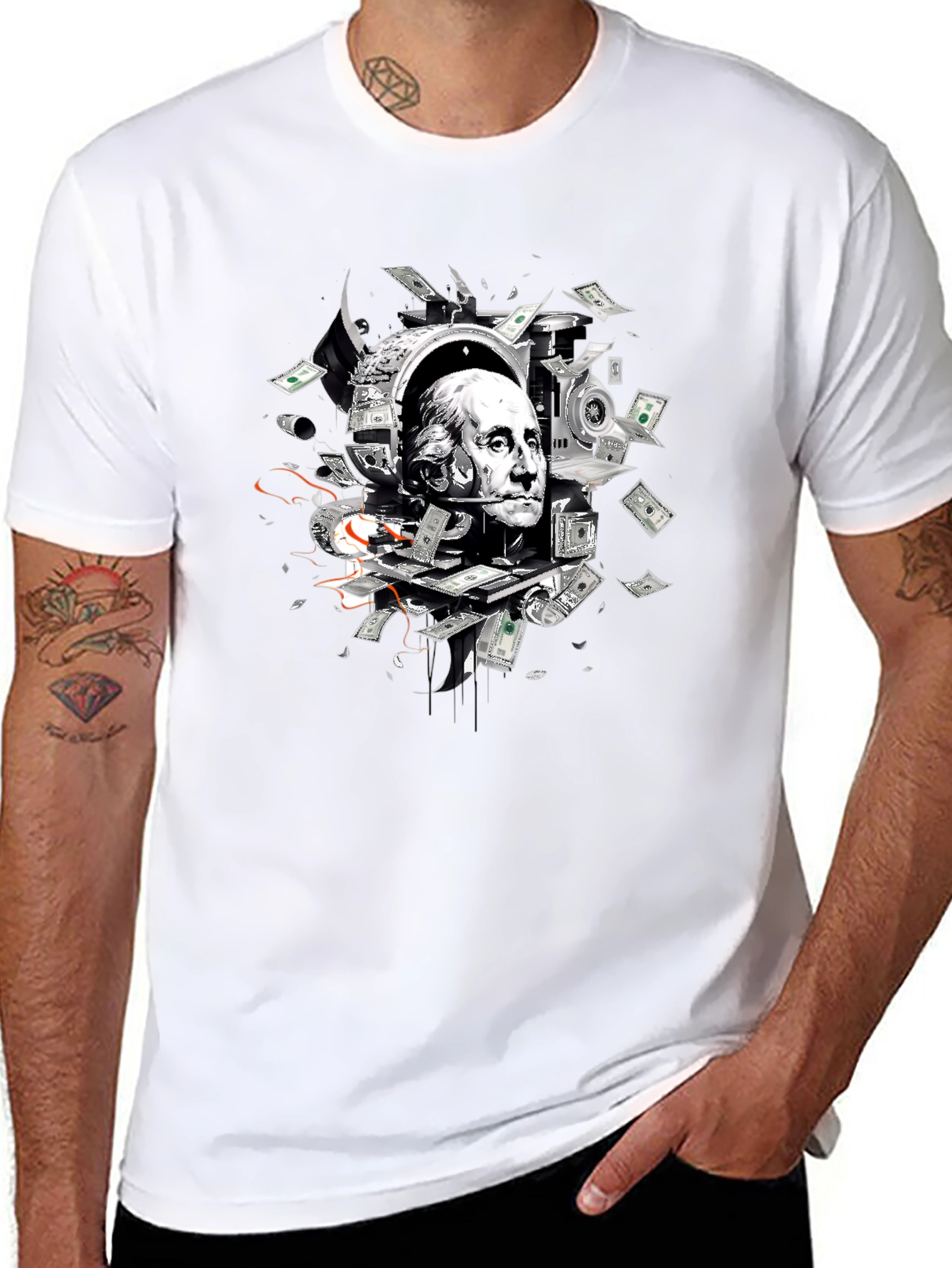 Money Man Graphic Tee - Black Crewneck T-Shirt
