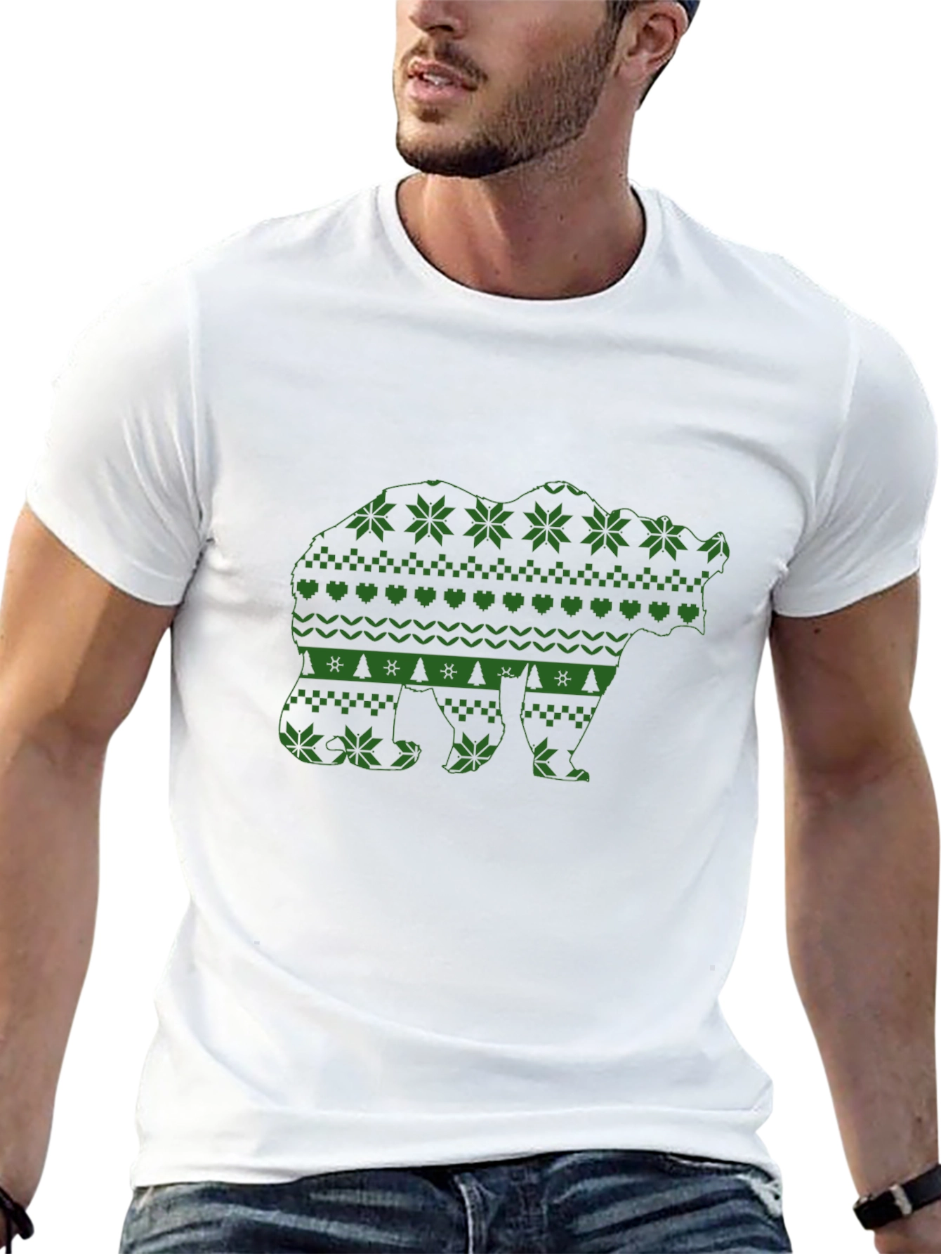 Bear Pattern Black T-Shirt