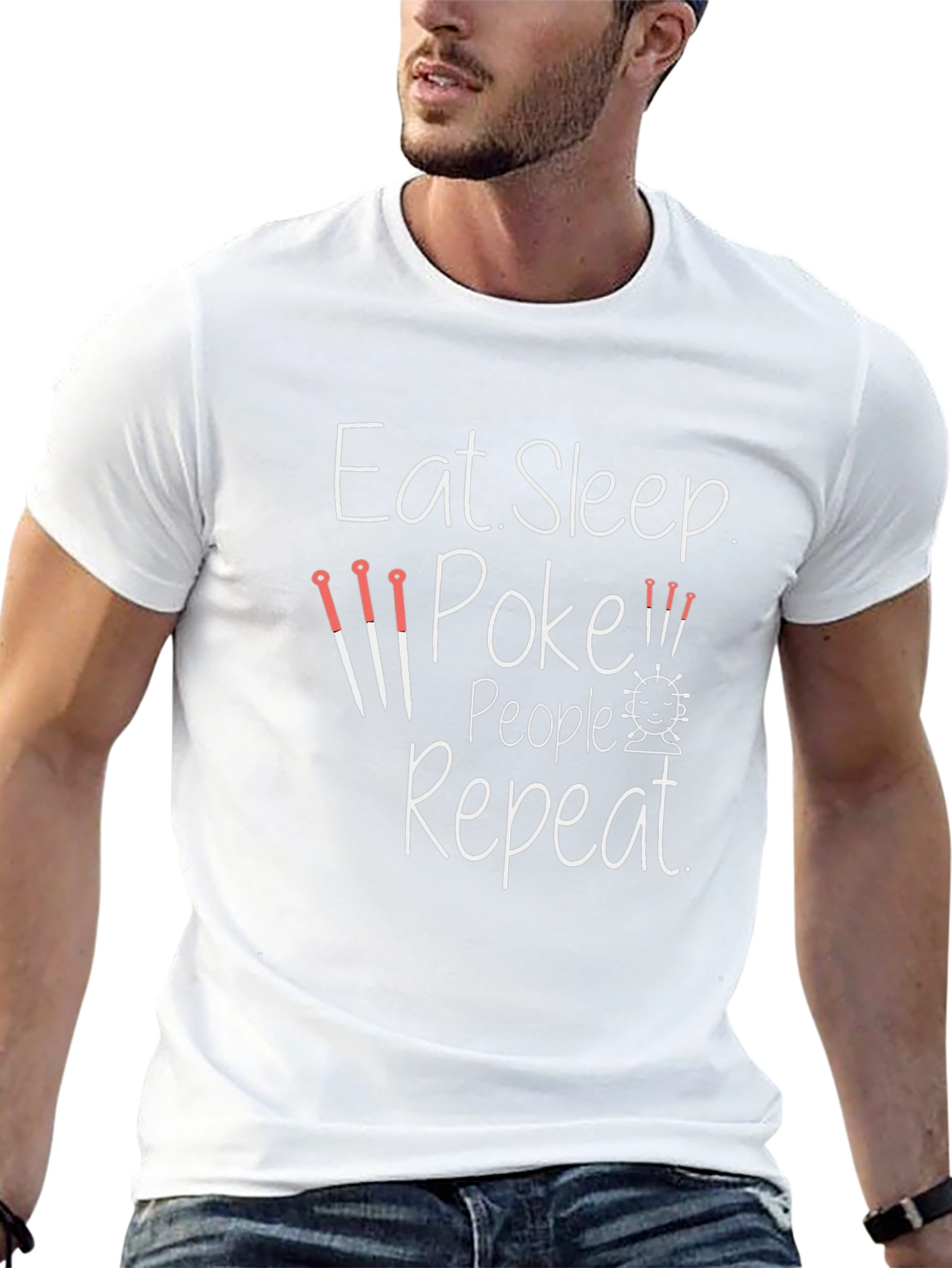 Eat Sleep Poke People Repeat Black T-Shirt