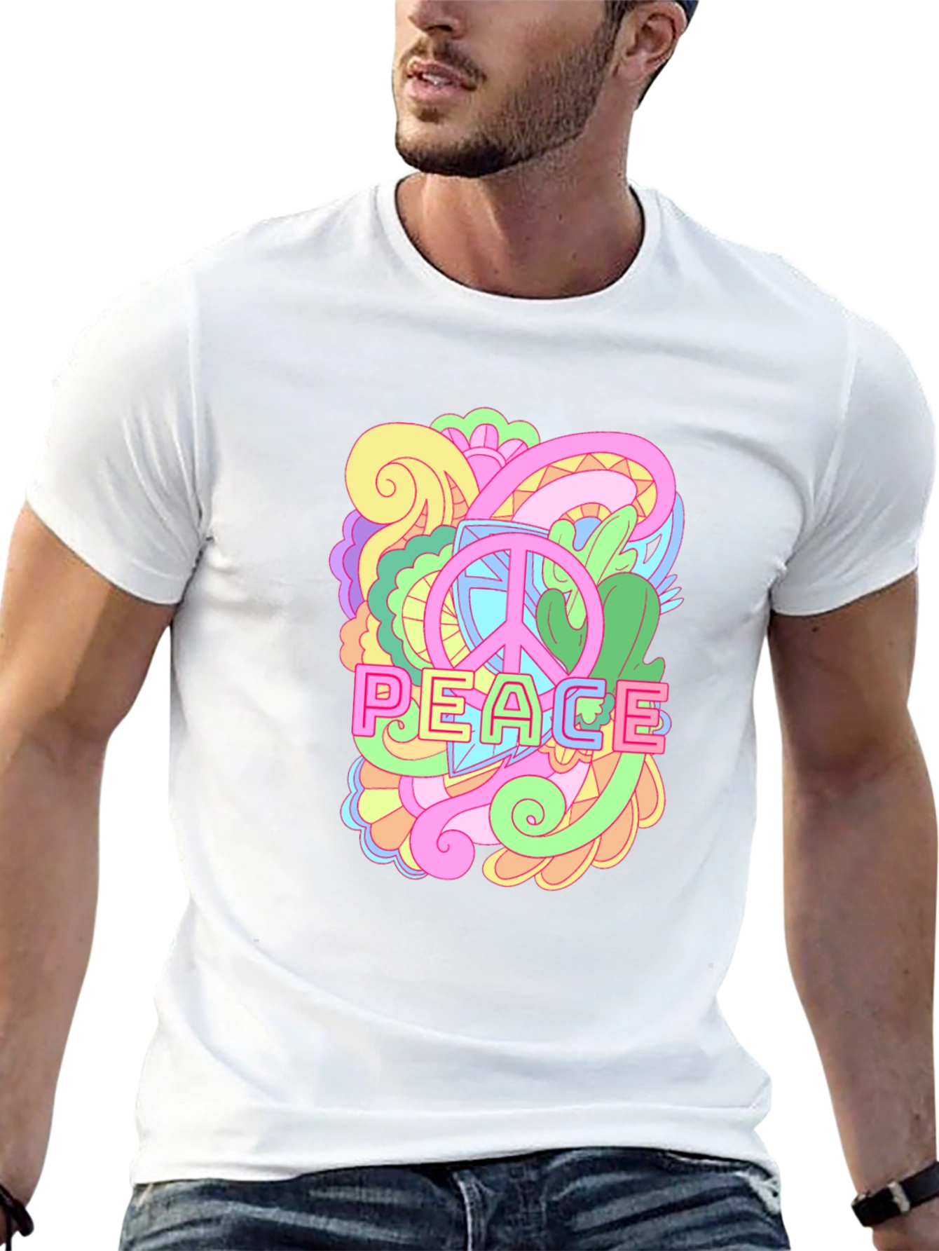 Peace Sign Graphic Tee - Retro Style Black T-Shirt