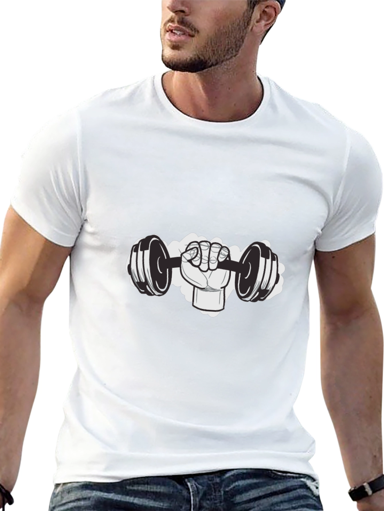 Gym Hand Lifting Dumbbell Graphic T-Shirt