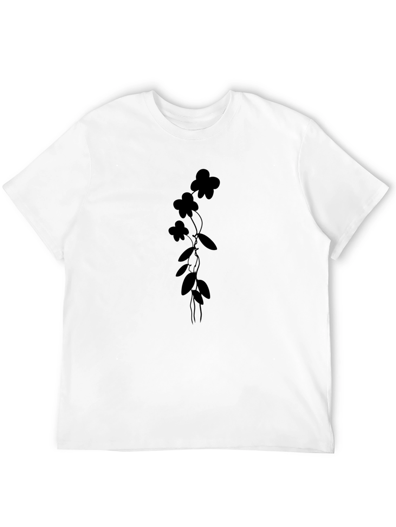 Black Floral Vine Graphic Tee - Modern Style