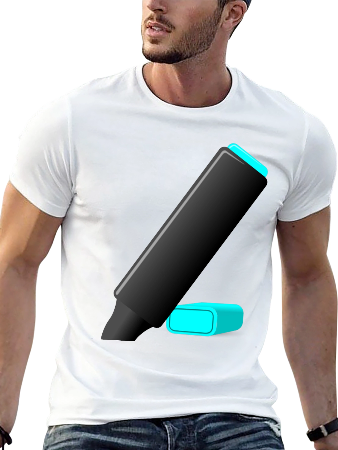 Modern Highlighter Graphic Tee - Black Cotton Blend