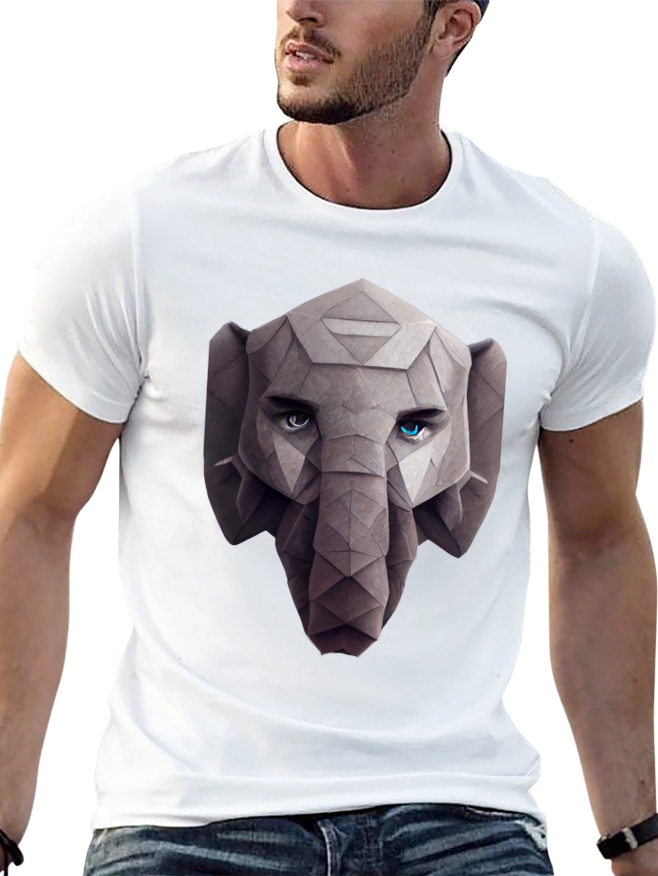 Geometric Elephant Graphic Tee - Stylish Black T-Shirt