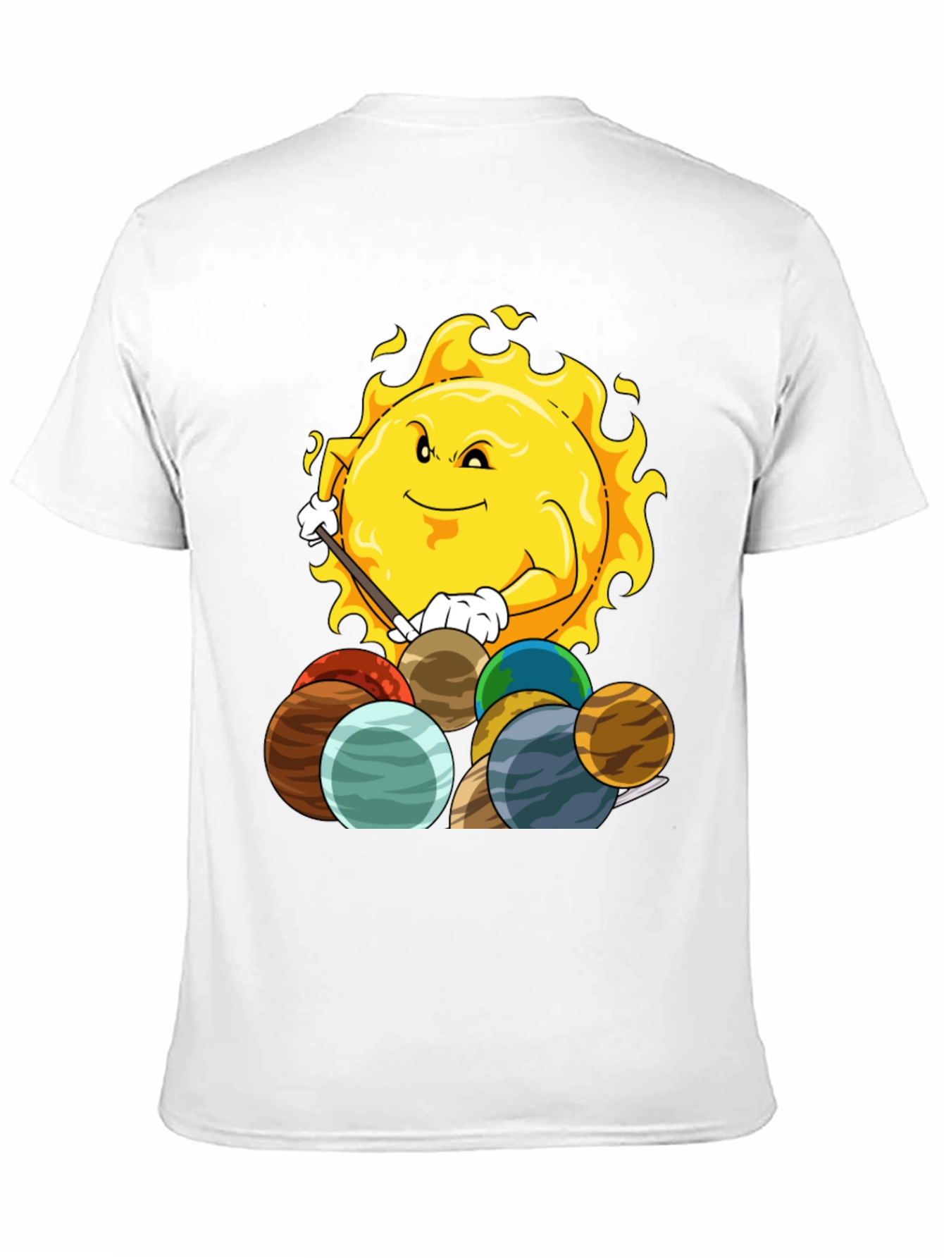 Sun Playing Pool with Planets Graphic Tee