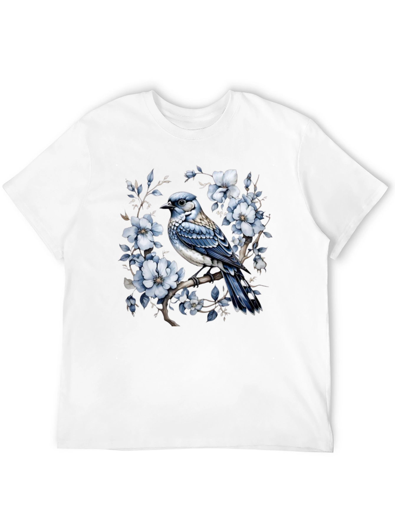 Blue Jay Floral T-Shirt - Nature Inspired Tee