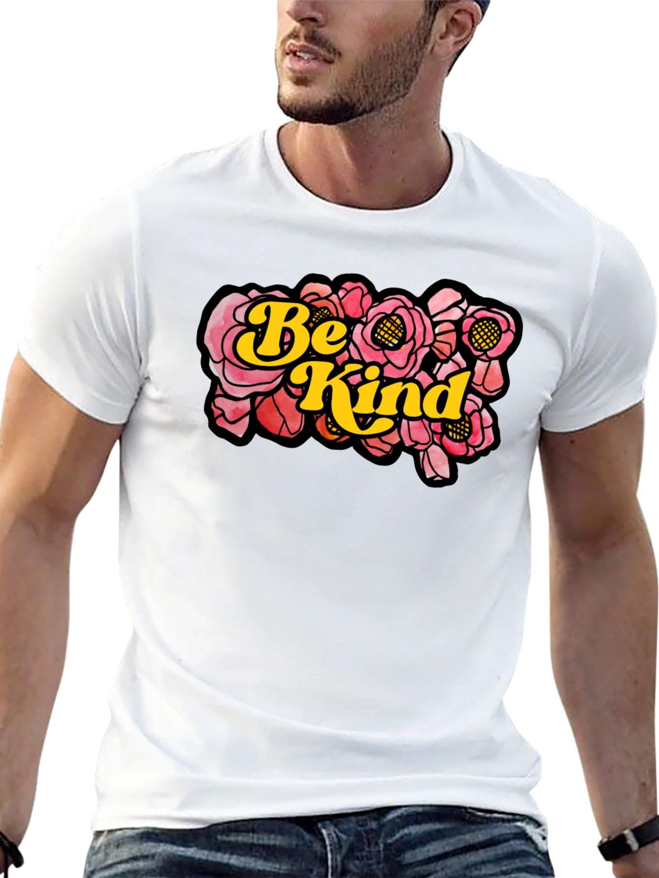 Be Kind Floral Graphic T-Shirt - Black