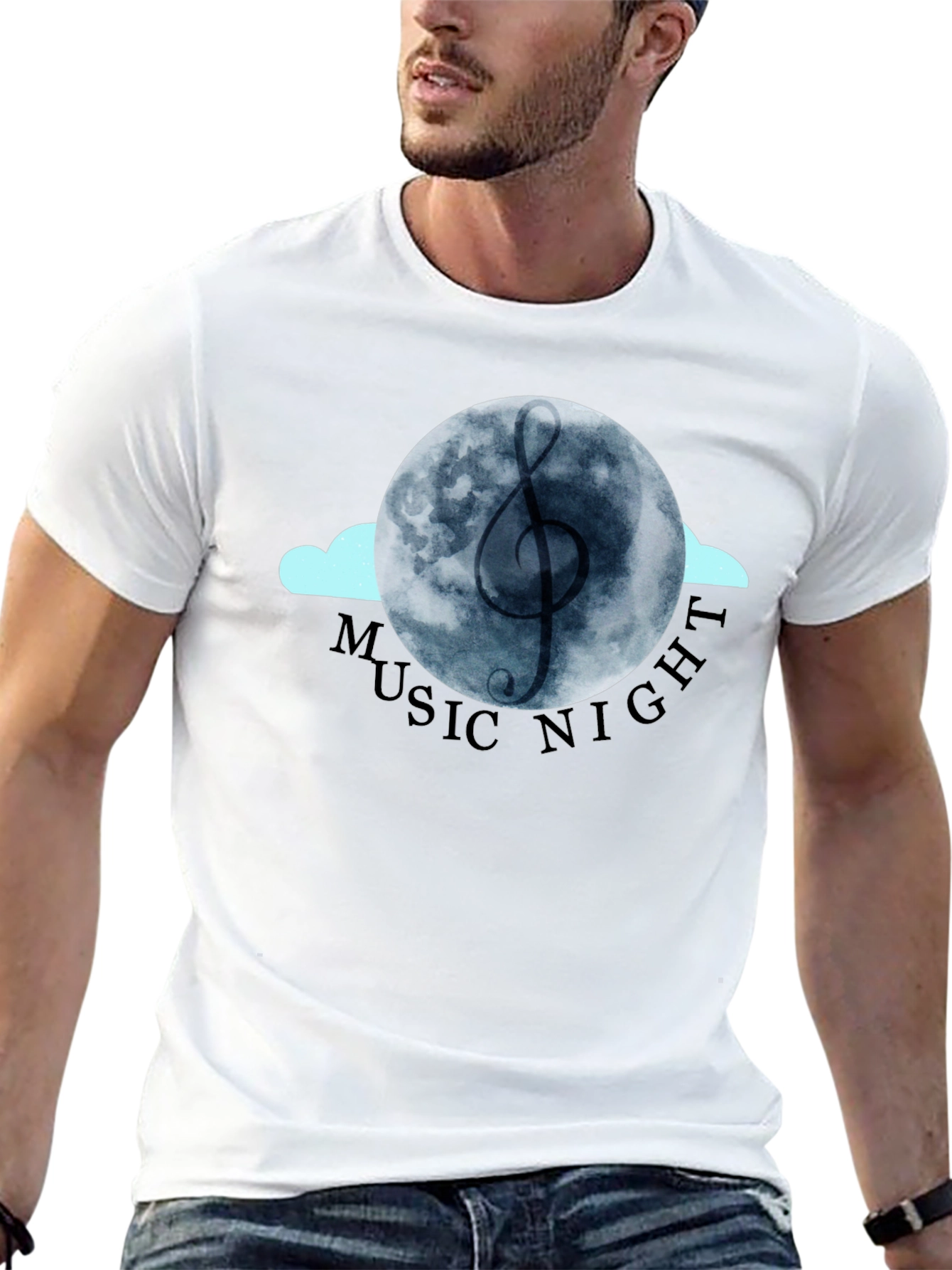 Music Night Graphic Tee - Black Cotton T-Shirt