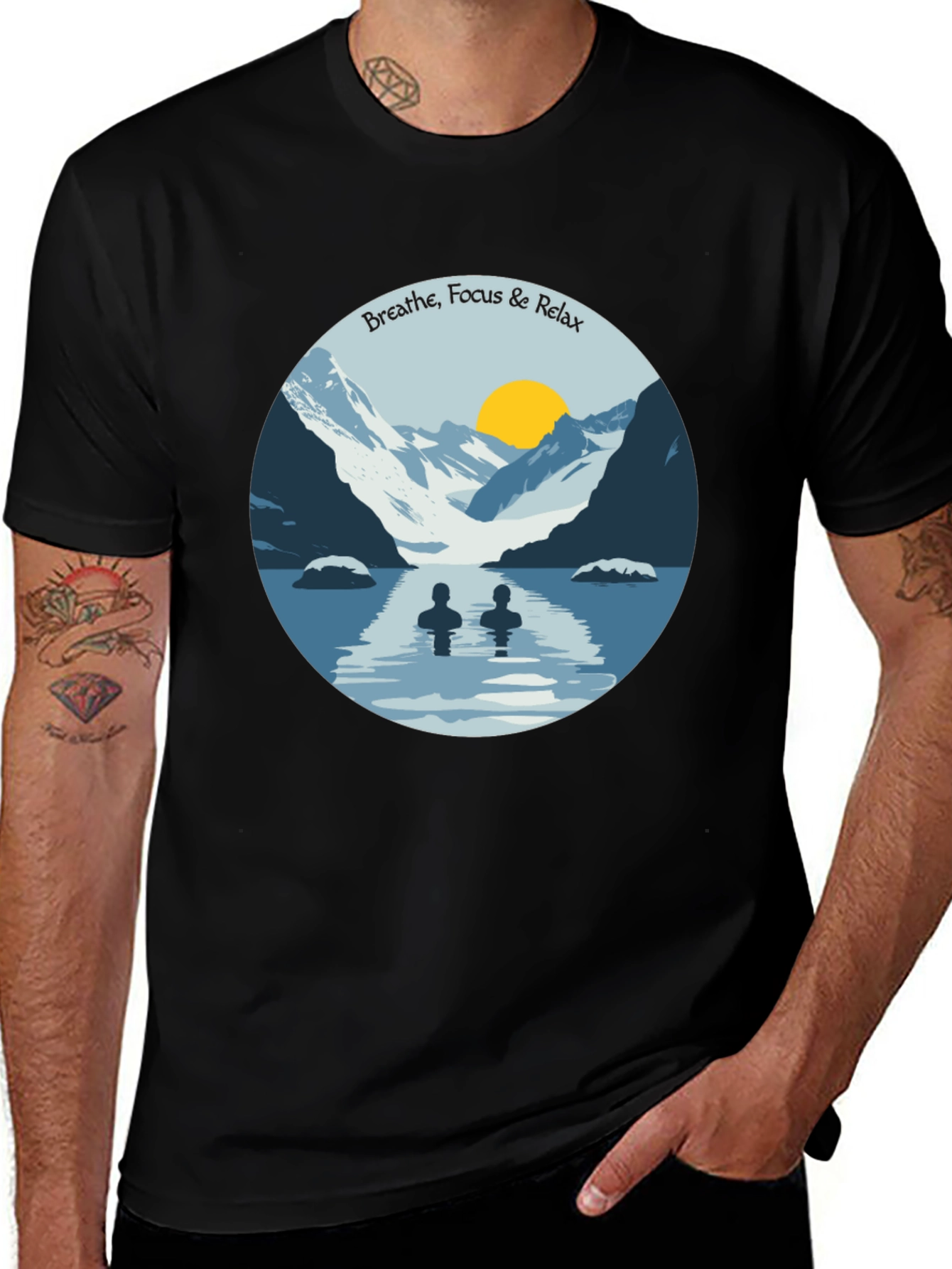 Breathe Focus Relax Graphic Tee - Black