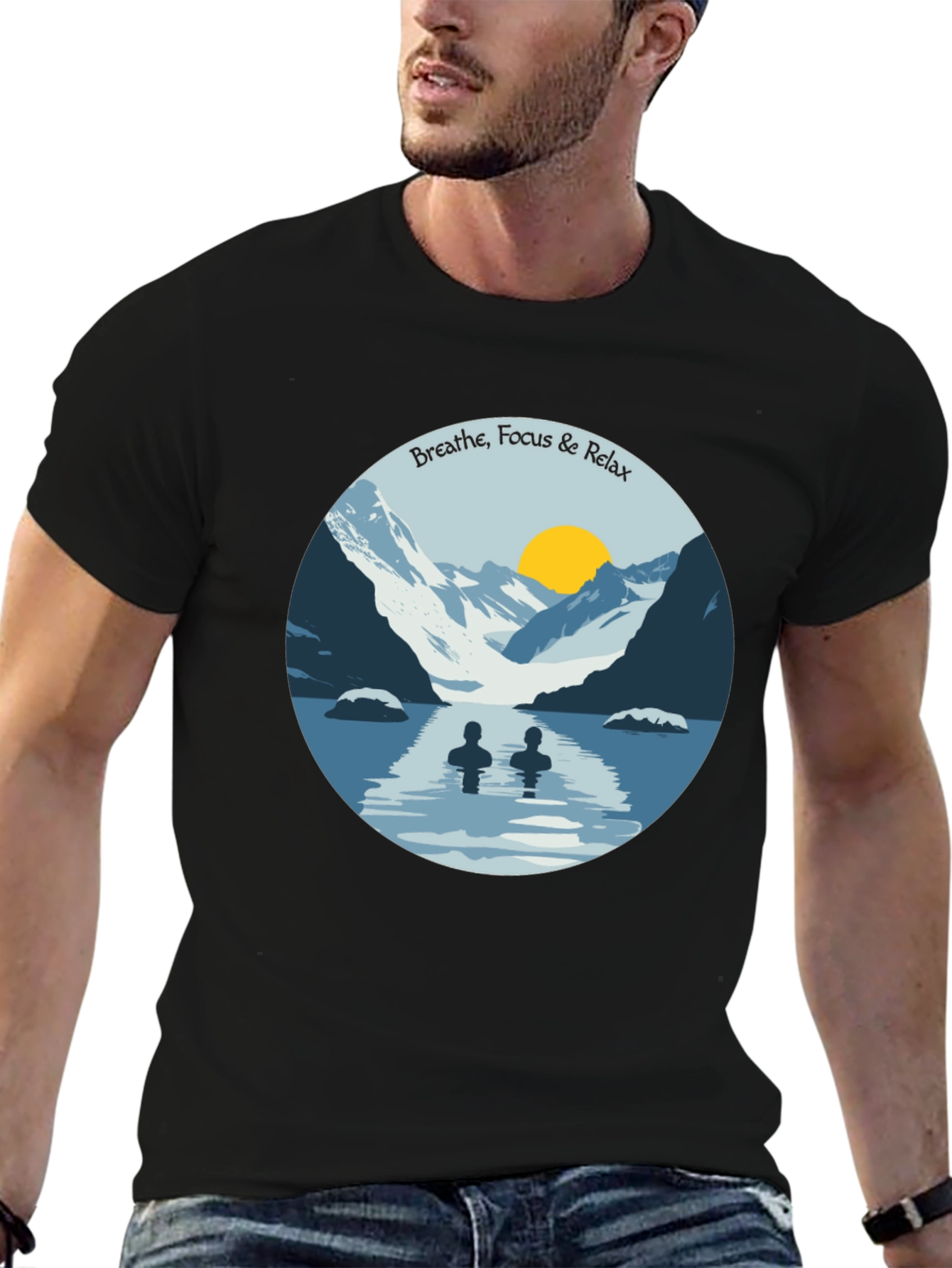 Breathe Focus Relax Graphic Tee - Black