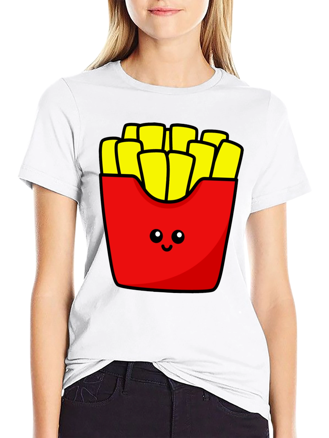 Cute Fries Graphic Tee - Black T-Shirt