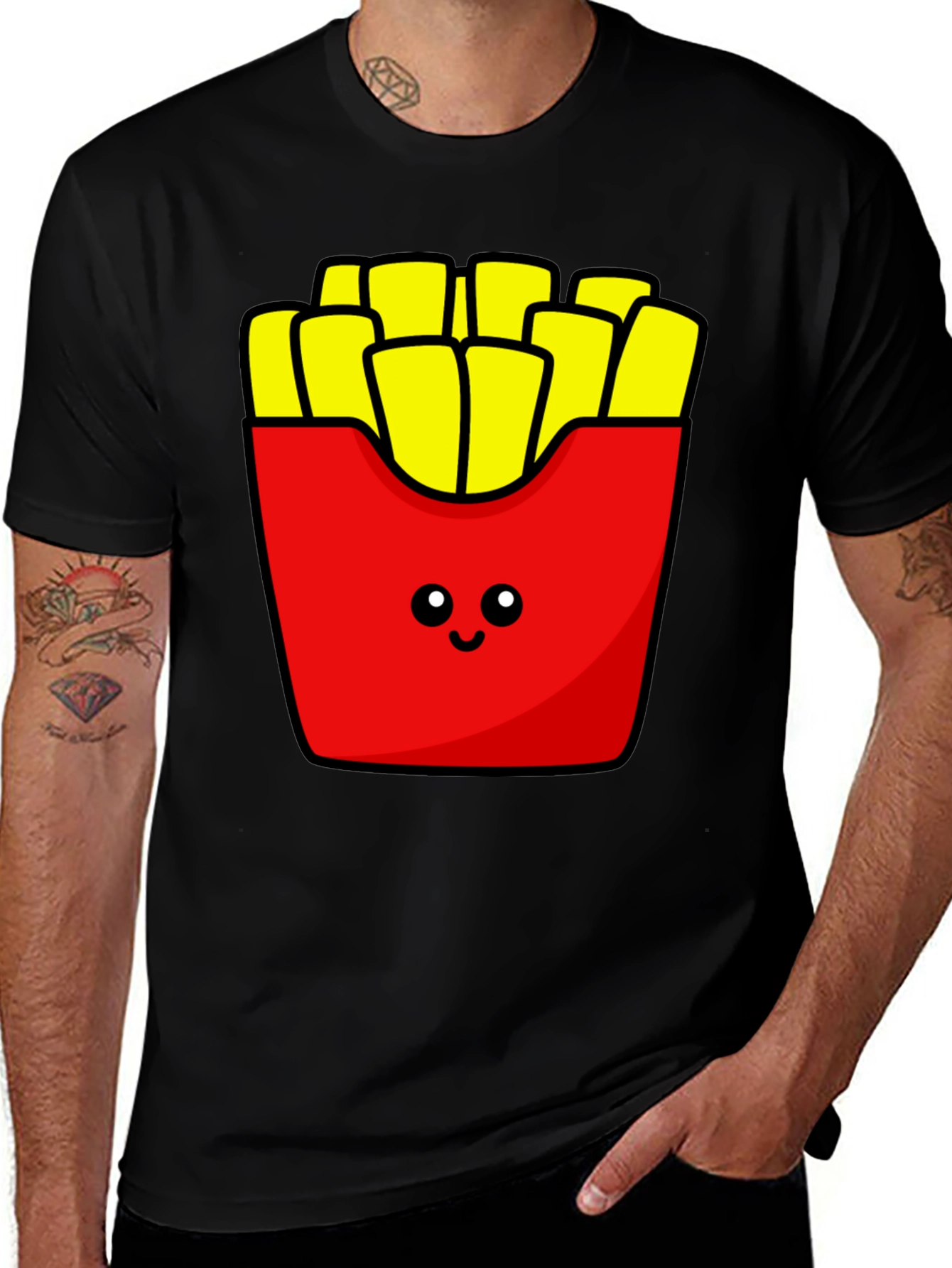 Cute Fries Graphic Tee - Black T-Shirt