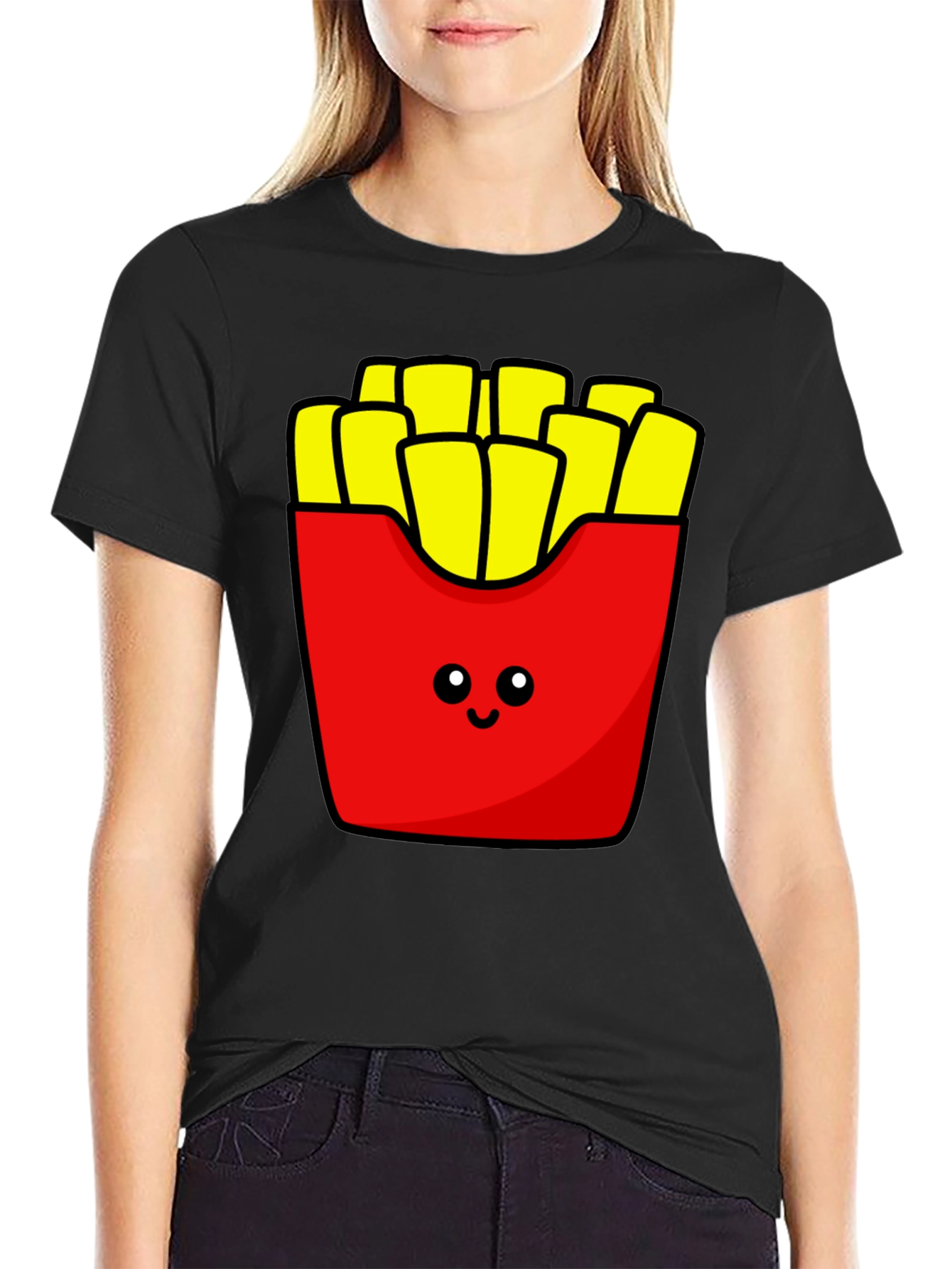 Cute Fries Graphic Tee - Black T-Shirt