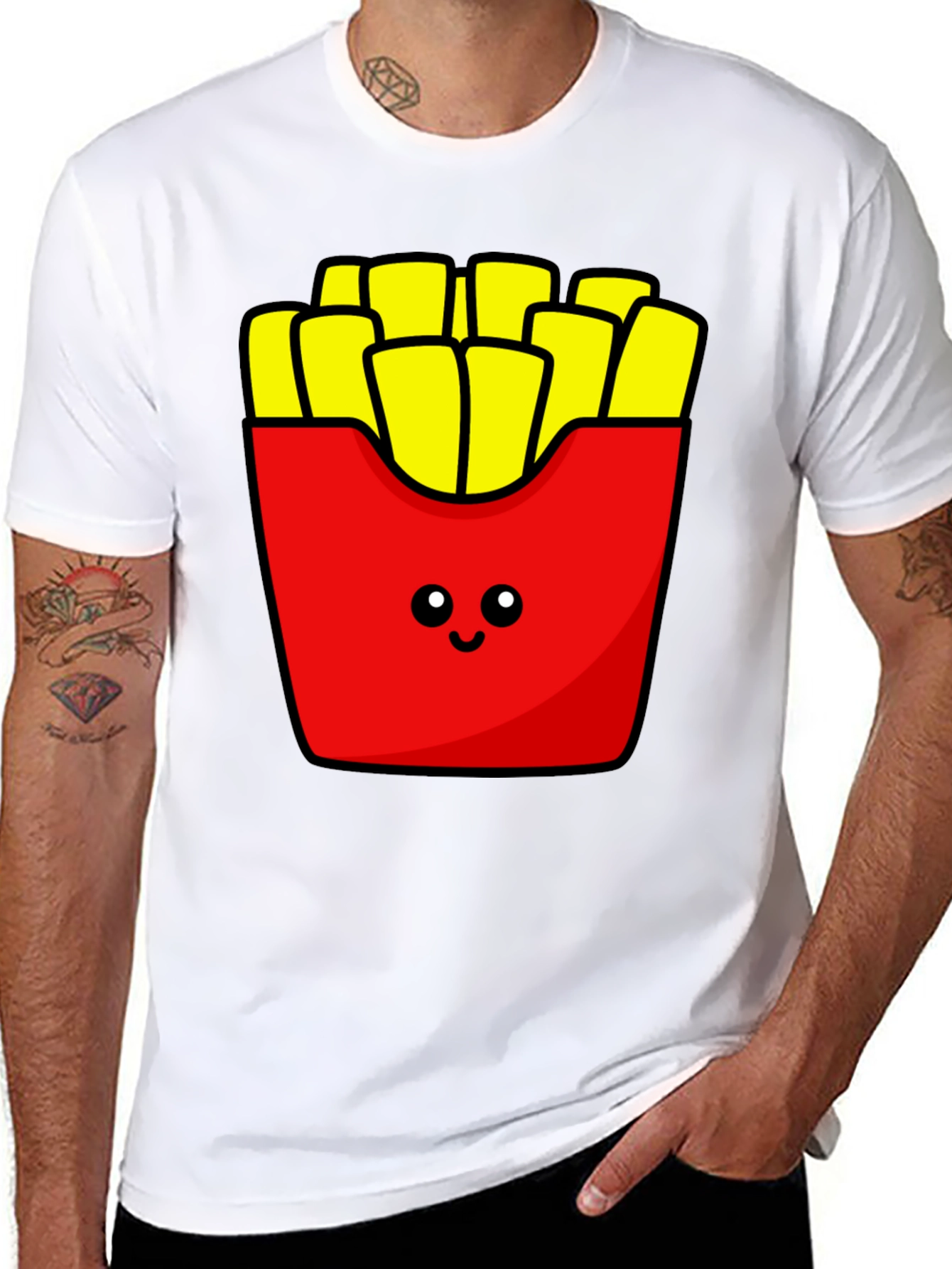 Cute Fries Graphic Tee - Black T-Shirt