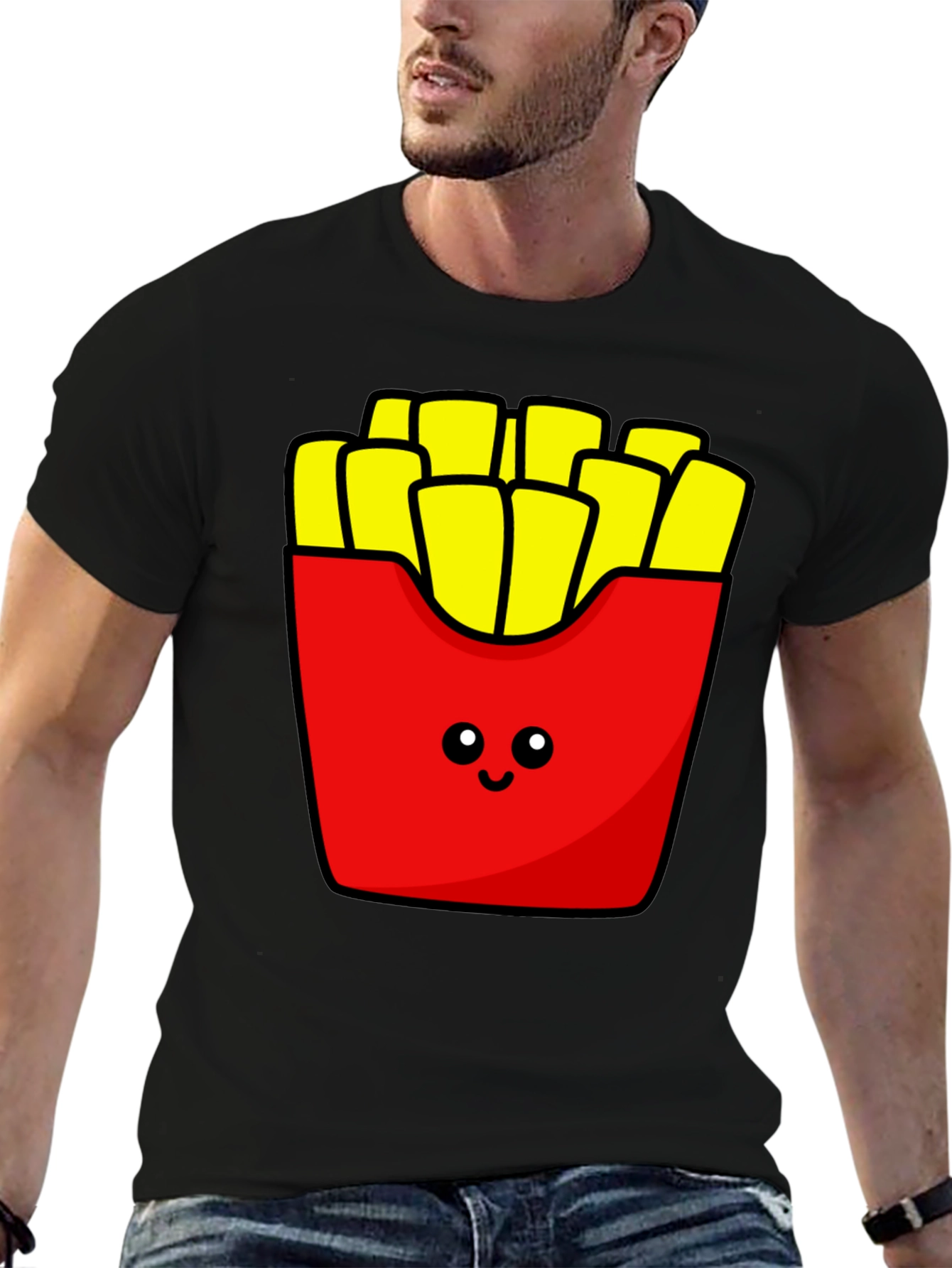 Cute Fries Graphic Tee - Black T-Shirt