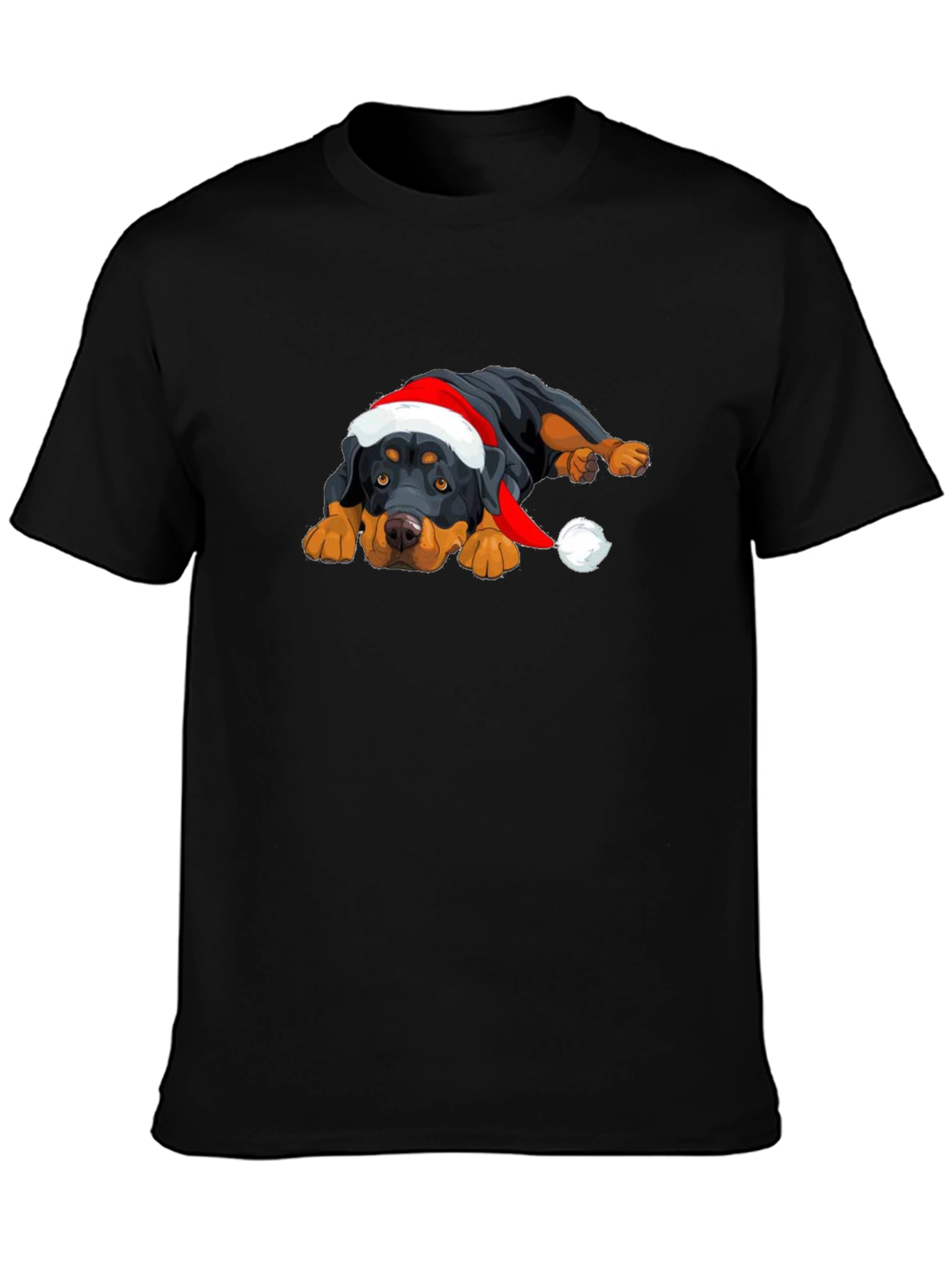 Rottweiler Christmas T-Shirt - Cute Dog Santa Hat Tee