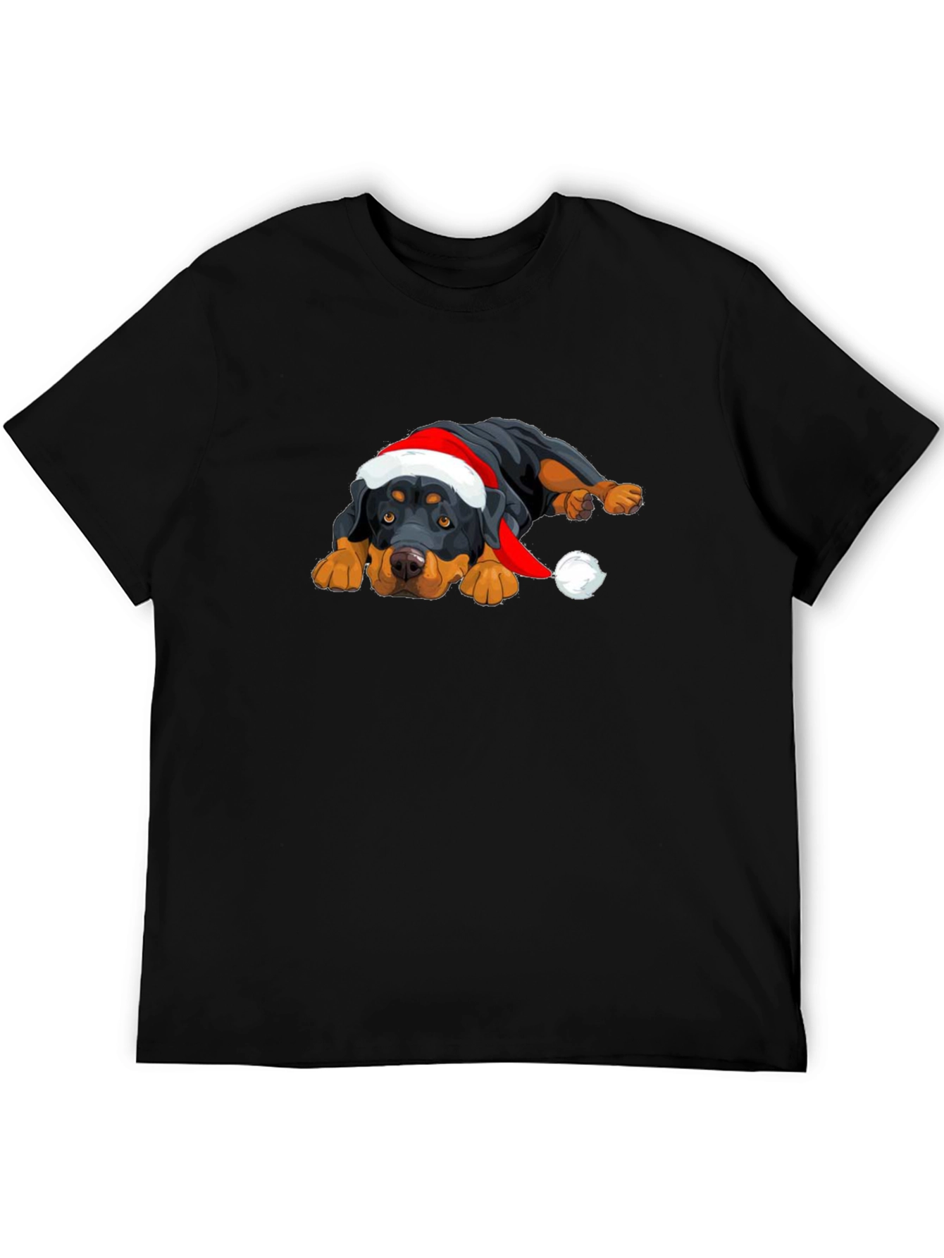 Rottweiler Christmas T-Shirt - Cute Dog Santa Hat Tee