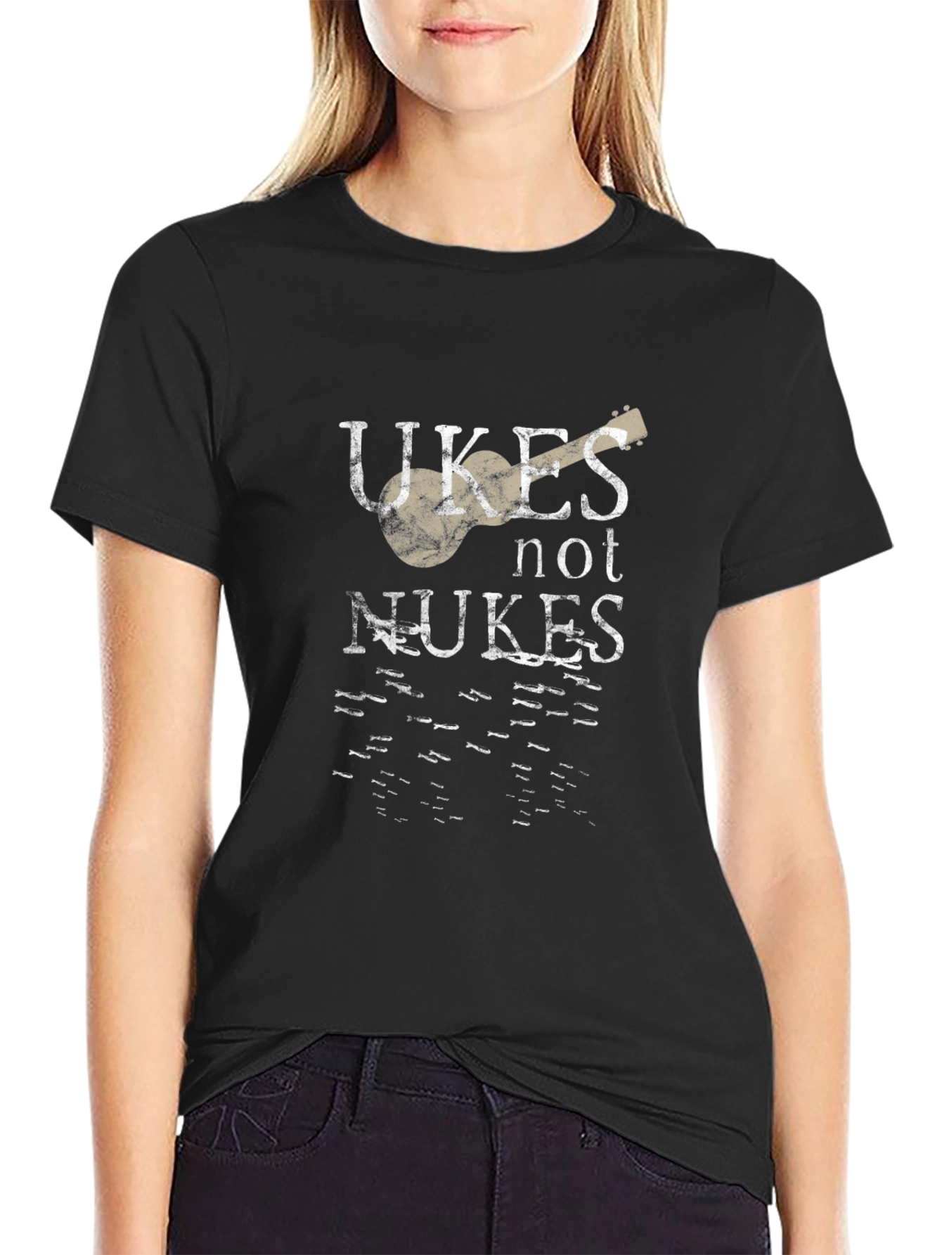 Ukes Not Nukes Graphic T-Shirt - Music Lover Tee
