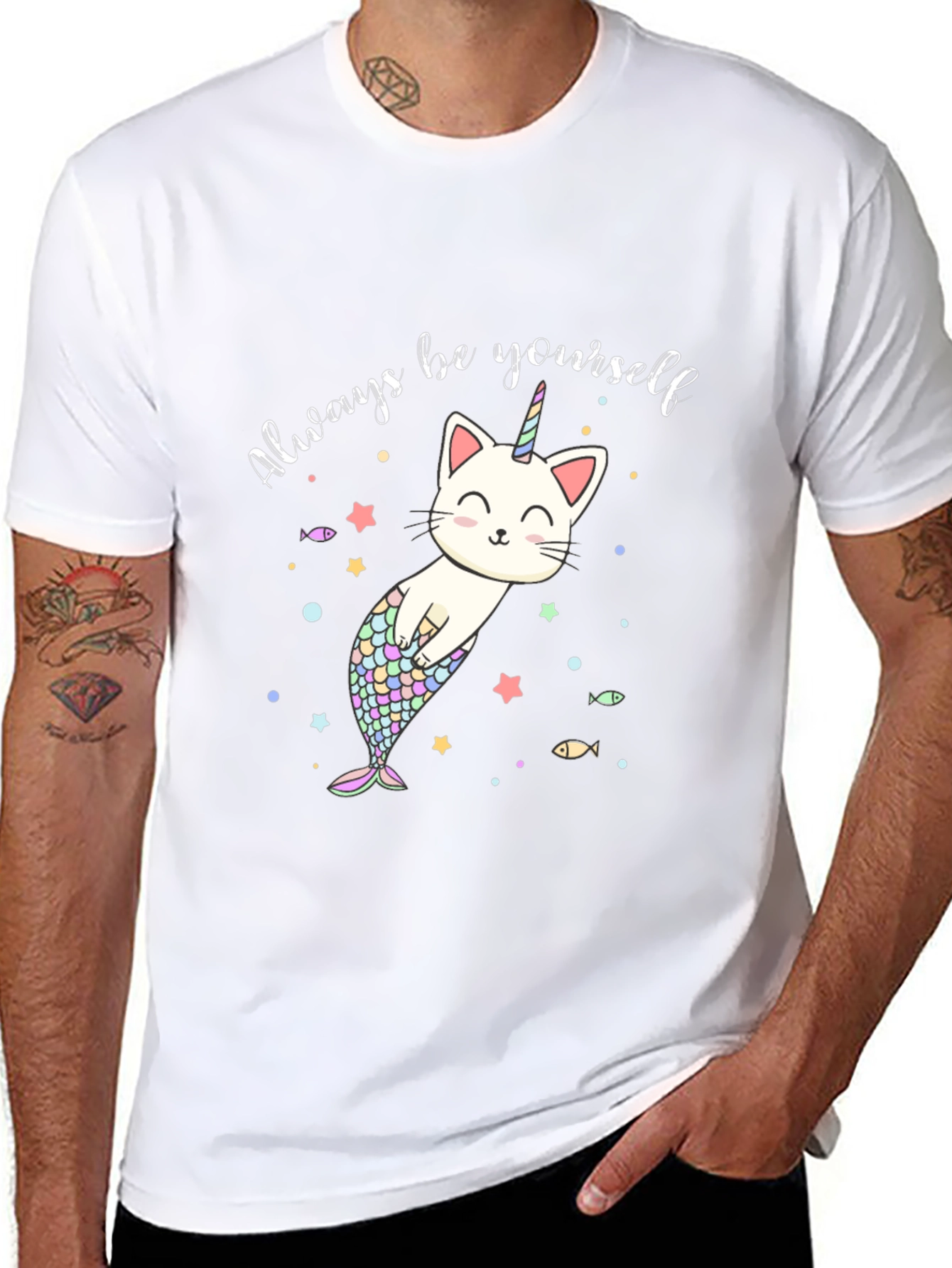 Unicorn Cat Mermaid Graphic T-Shirt