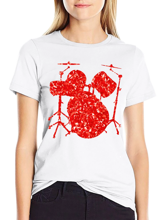 Geometric Drum Set Graphic Tee - Black