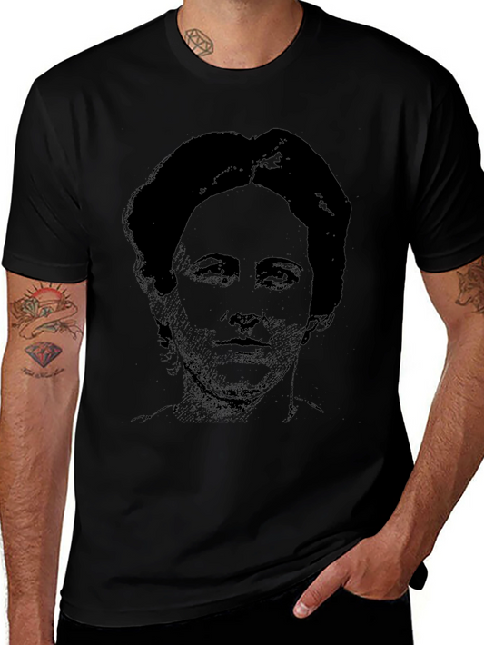 Vintage Portrait Graphic Tee - Casual Black T-Shirt