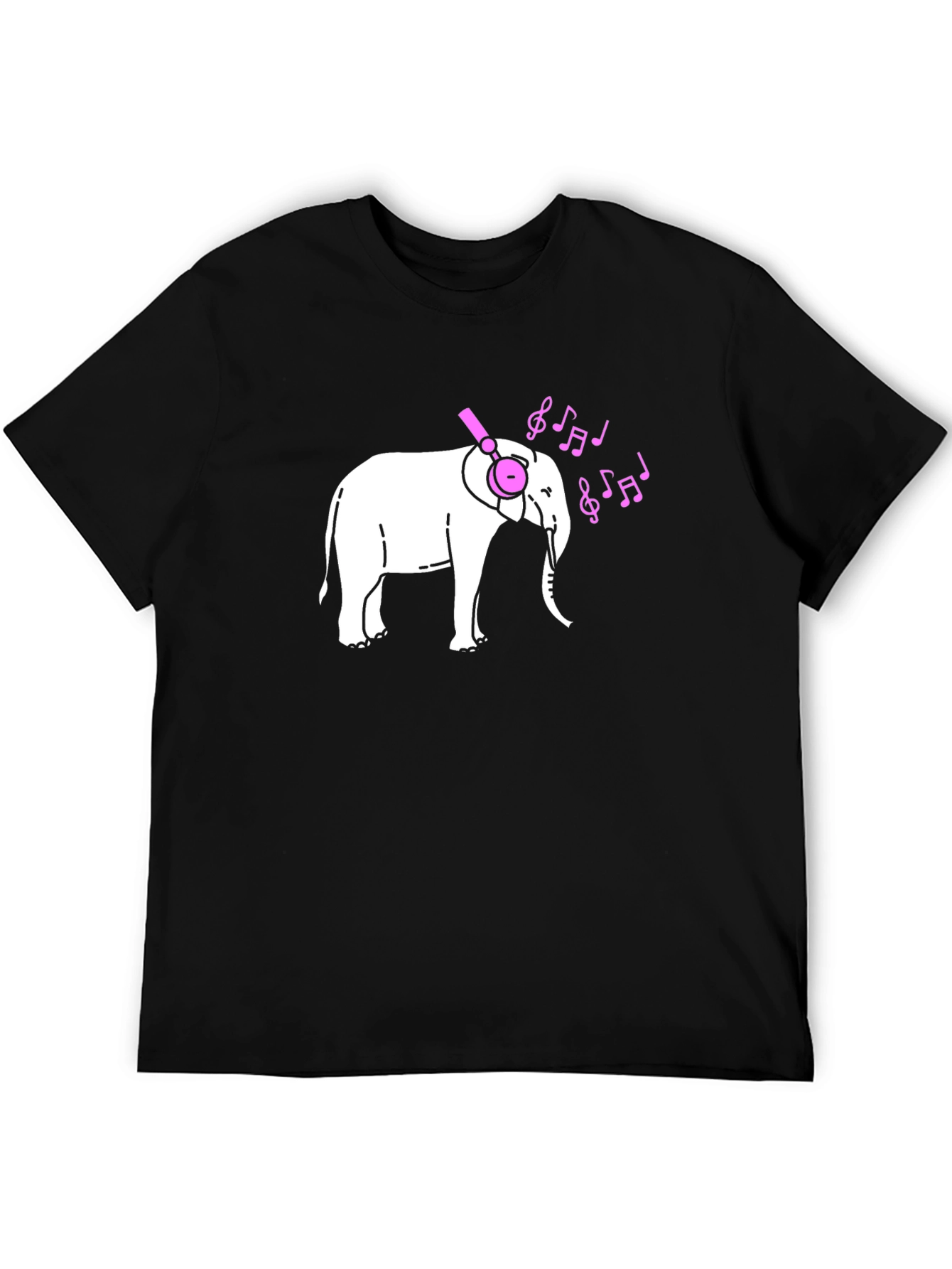 Elephant DJ Graphic Tee - Black Cotton T-Shirt