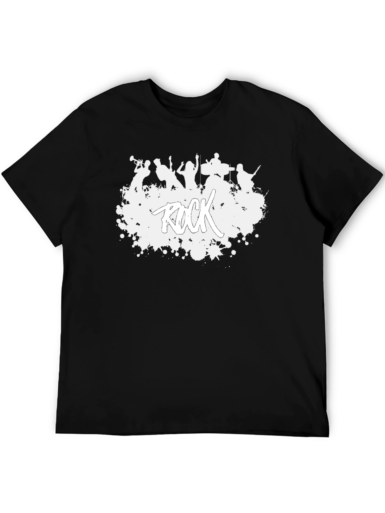 Rock Band Graphic Tee - Mens Black Cotton T-Shirt