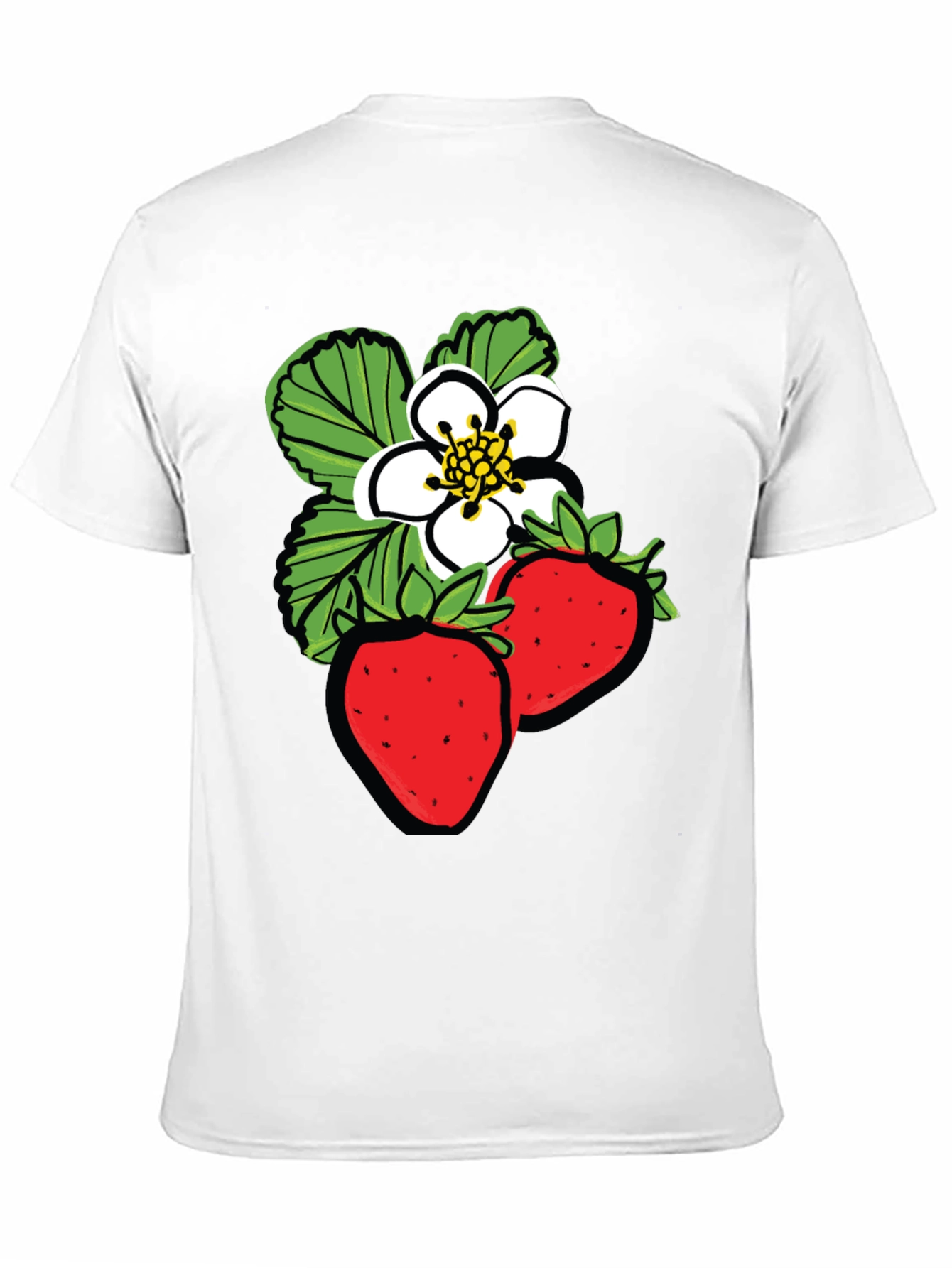 Strawberry Design Black T-Shirt