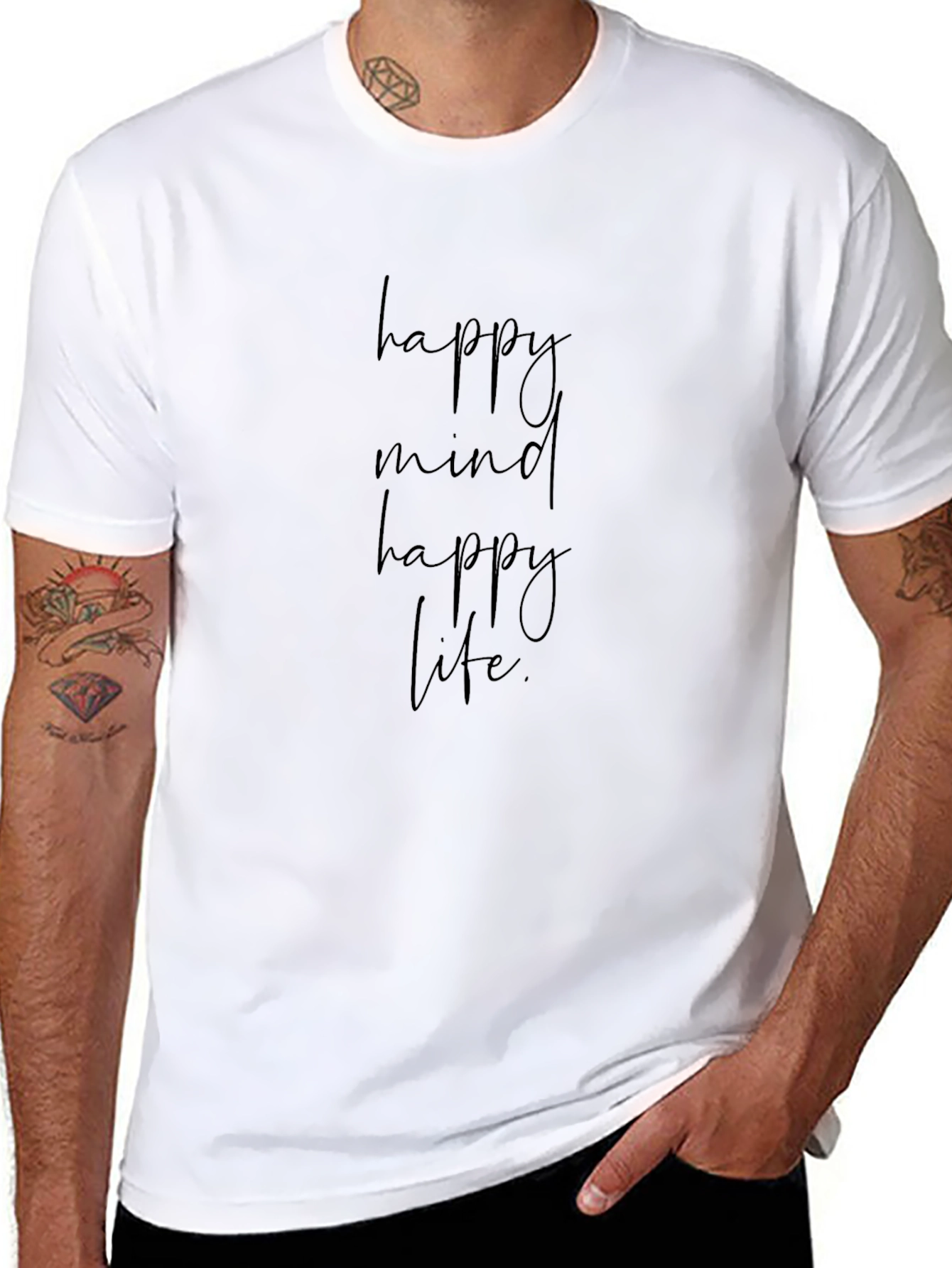 Happy Mind Happy Life Graphic Tee - Black