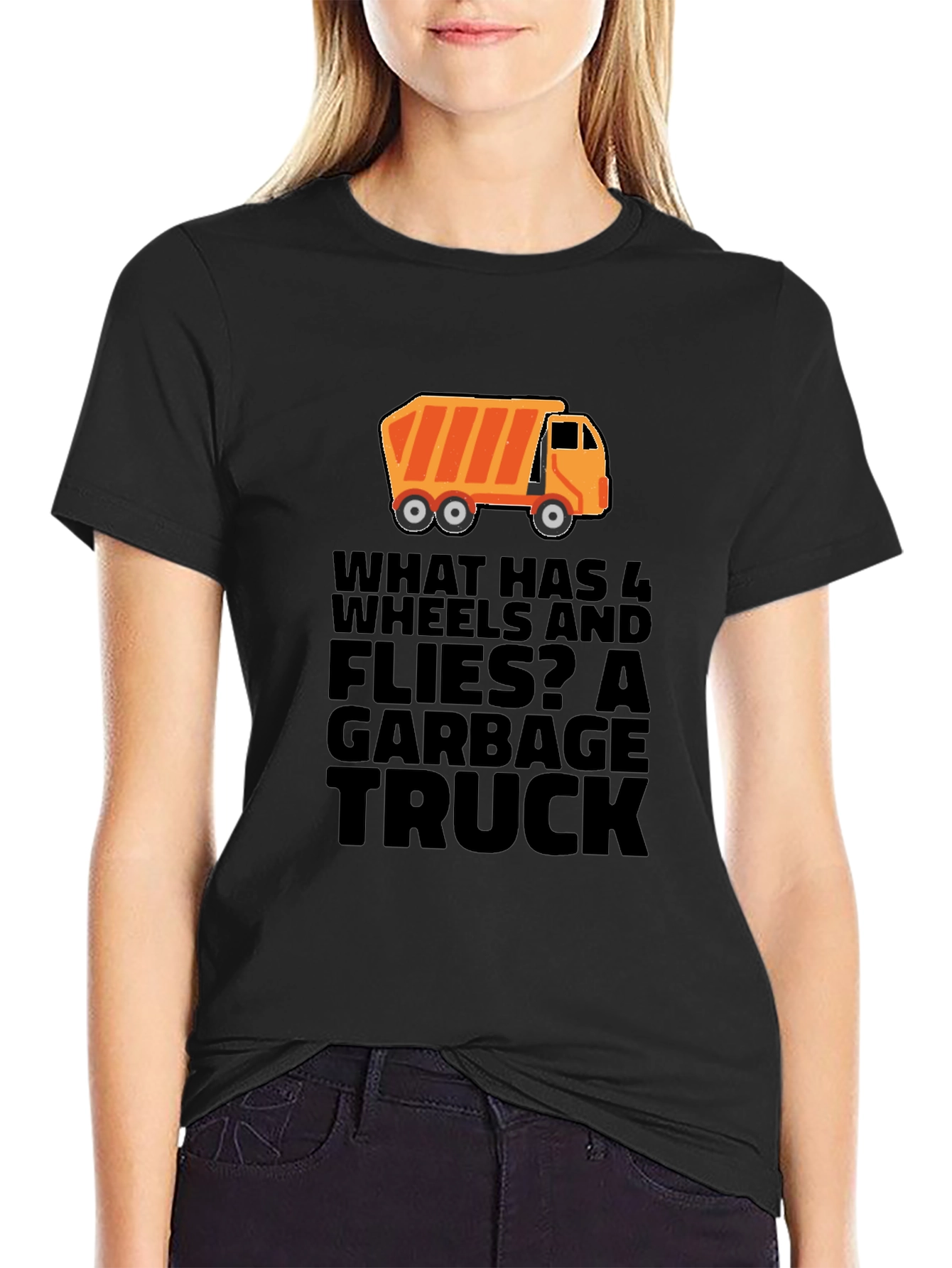 Garbage Truck Riddle Graphic T-Shirt - Black