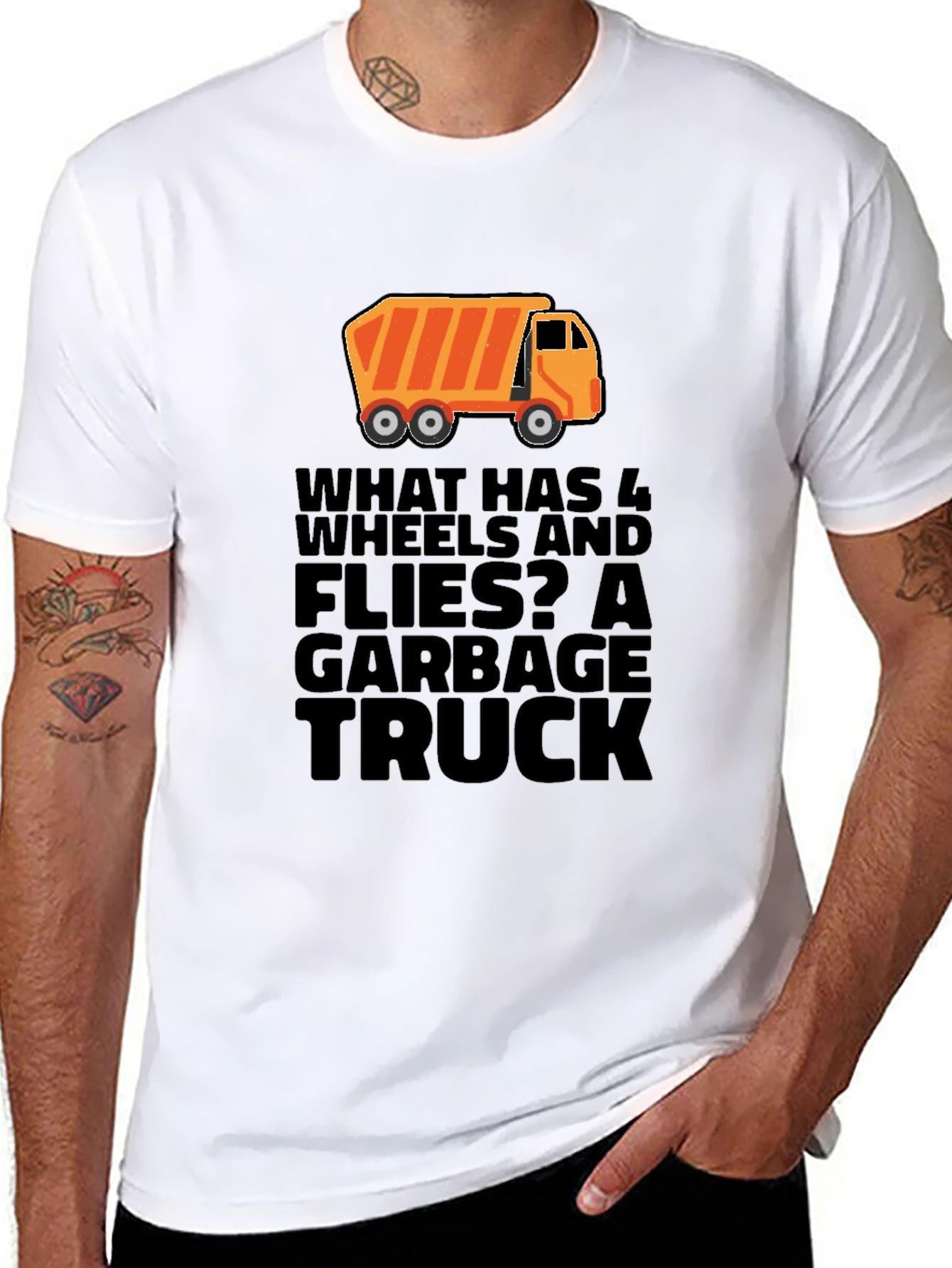 Garbage Truck Riddle Graphic T-Shirt - Black
