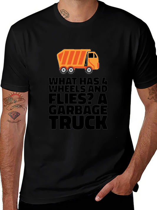 Garbage Truck Riddle Graphic T-Shirt - Black