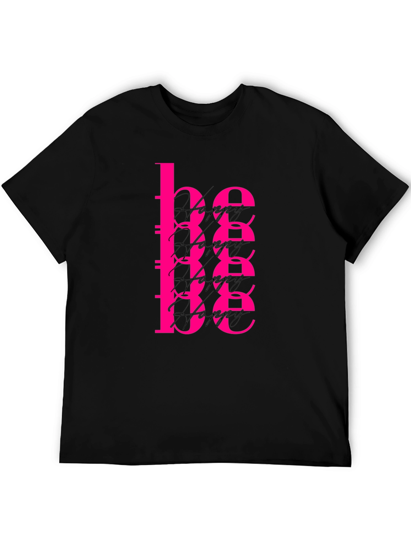Be Happy Graphic Tee - Black T-Shirt