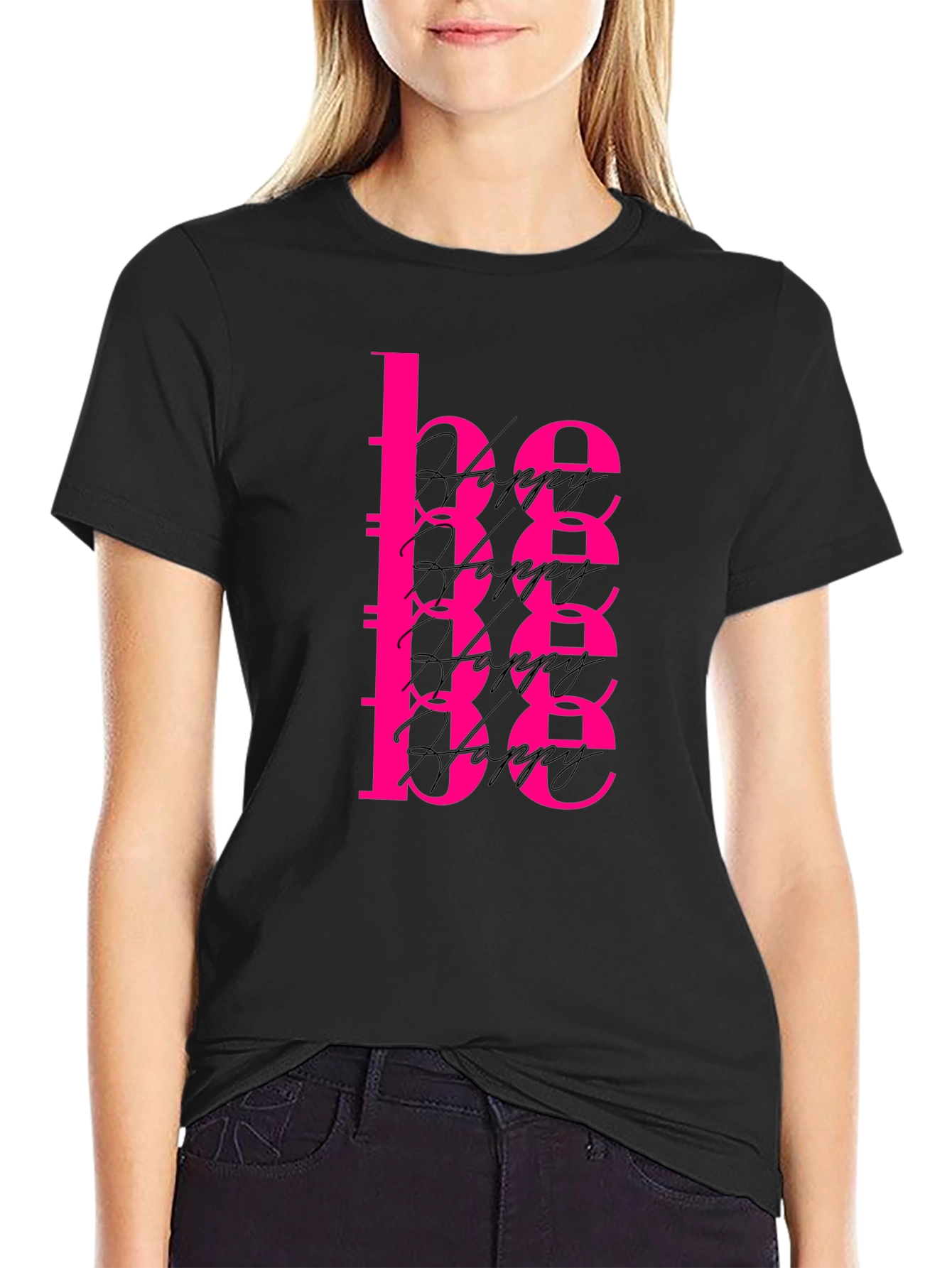 Be Happy Graphic Tee - Black T-Shirt