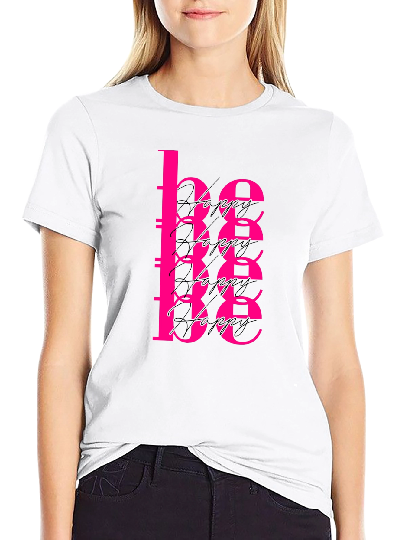 Be Happy Graphic Tee - Black T-Shirt
