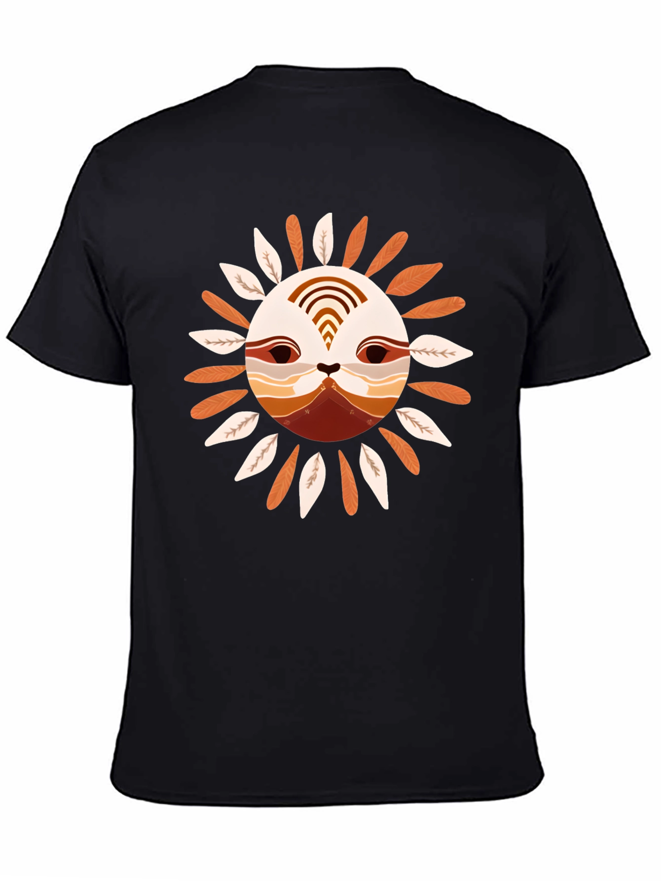 Stylish Sun Face Graphic Black T-Shirt