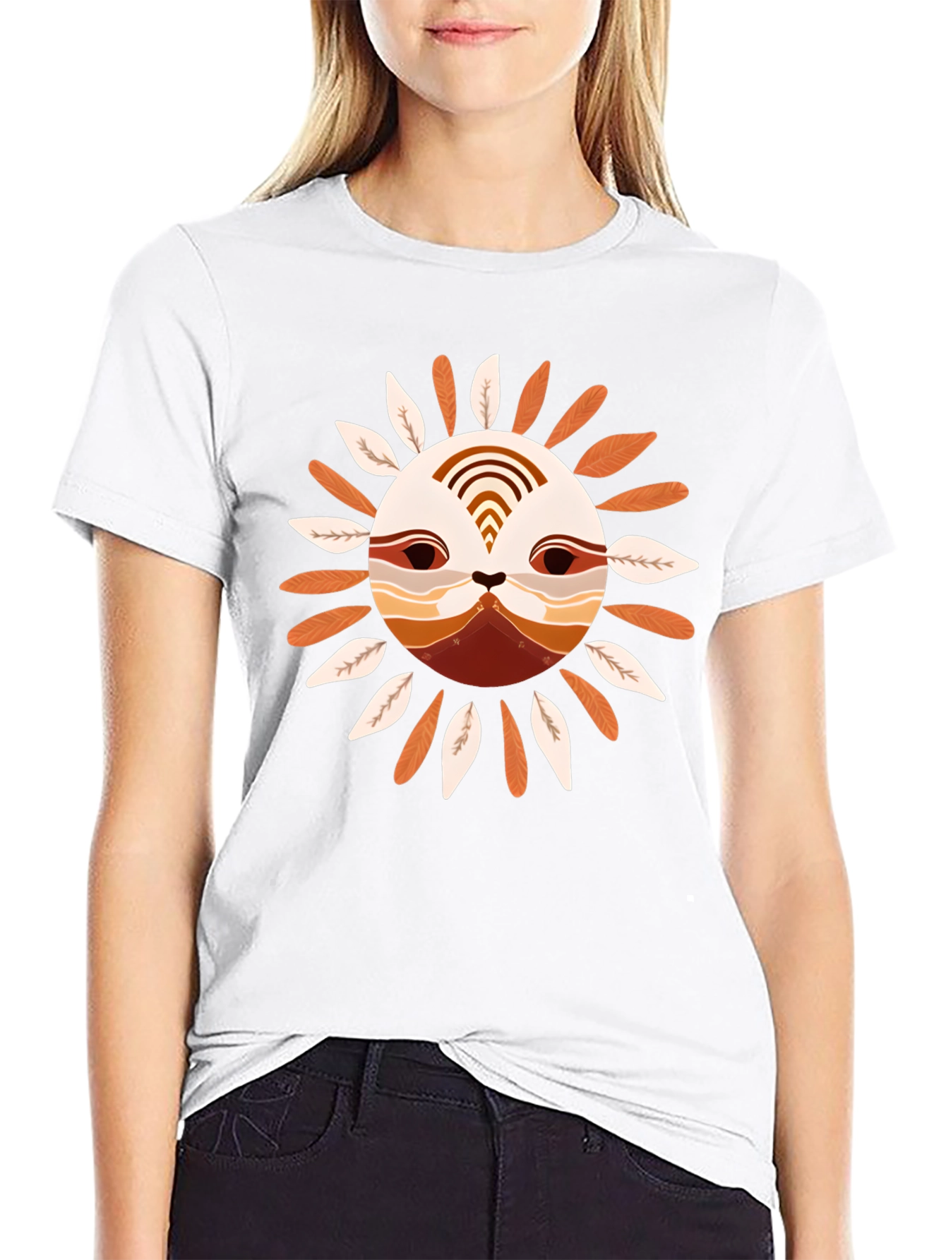 Stylish Sun Face Graphic Black T-Shirt
