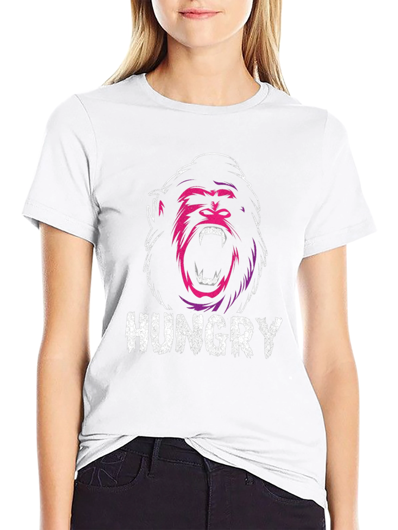 Hungry Gorilla Graphic Tee - Black Cotton T-Shirt