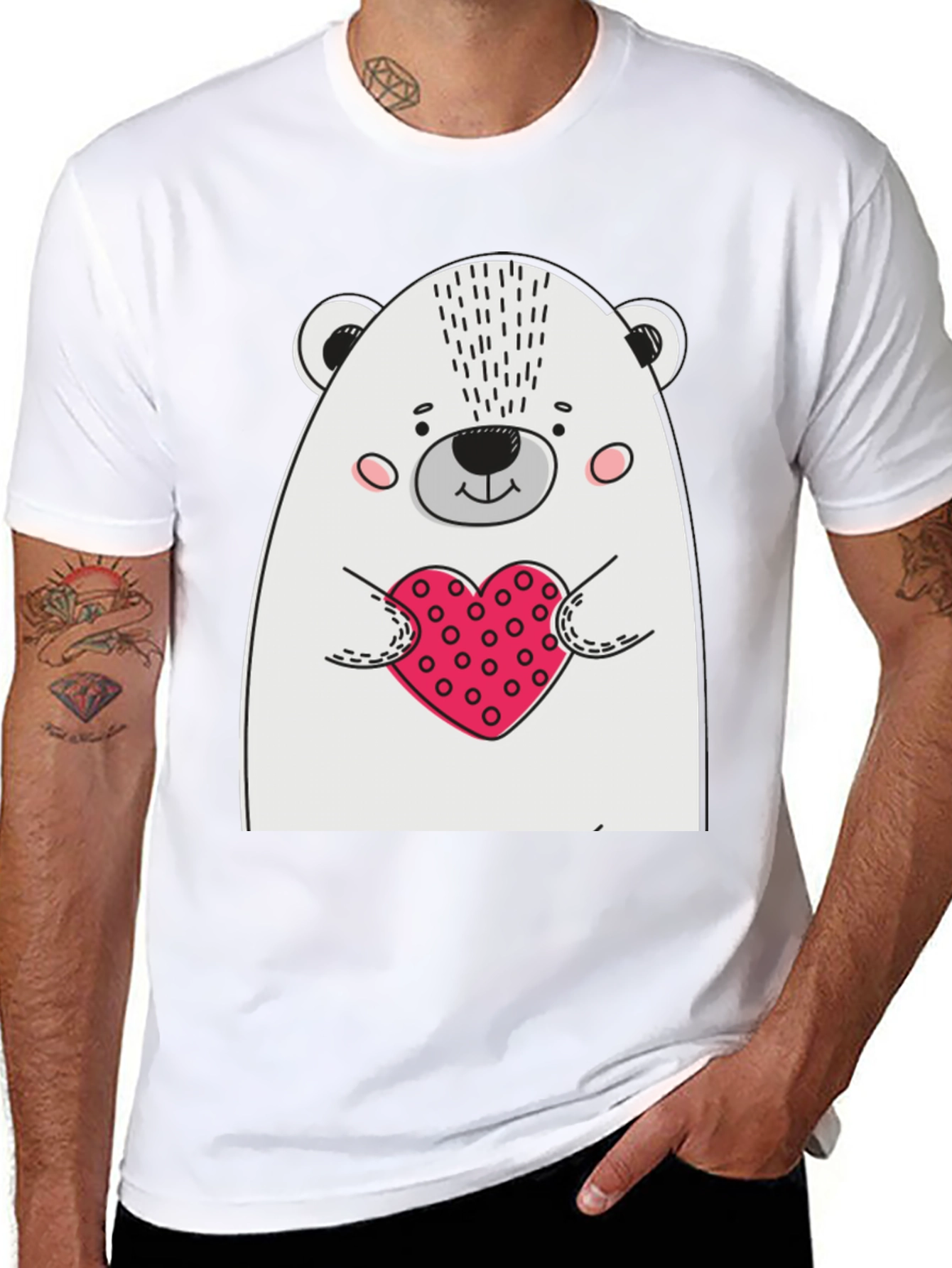 Bear Heart T-Shirt - Mens Black Graphic Tee
